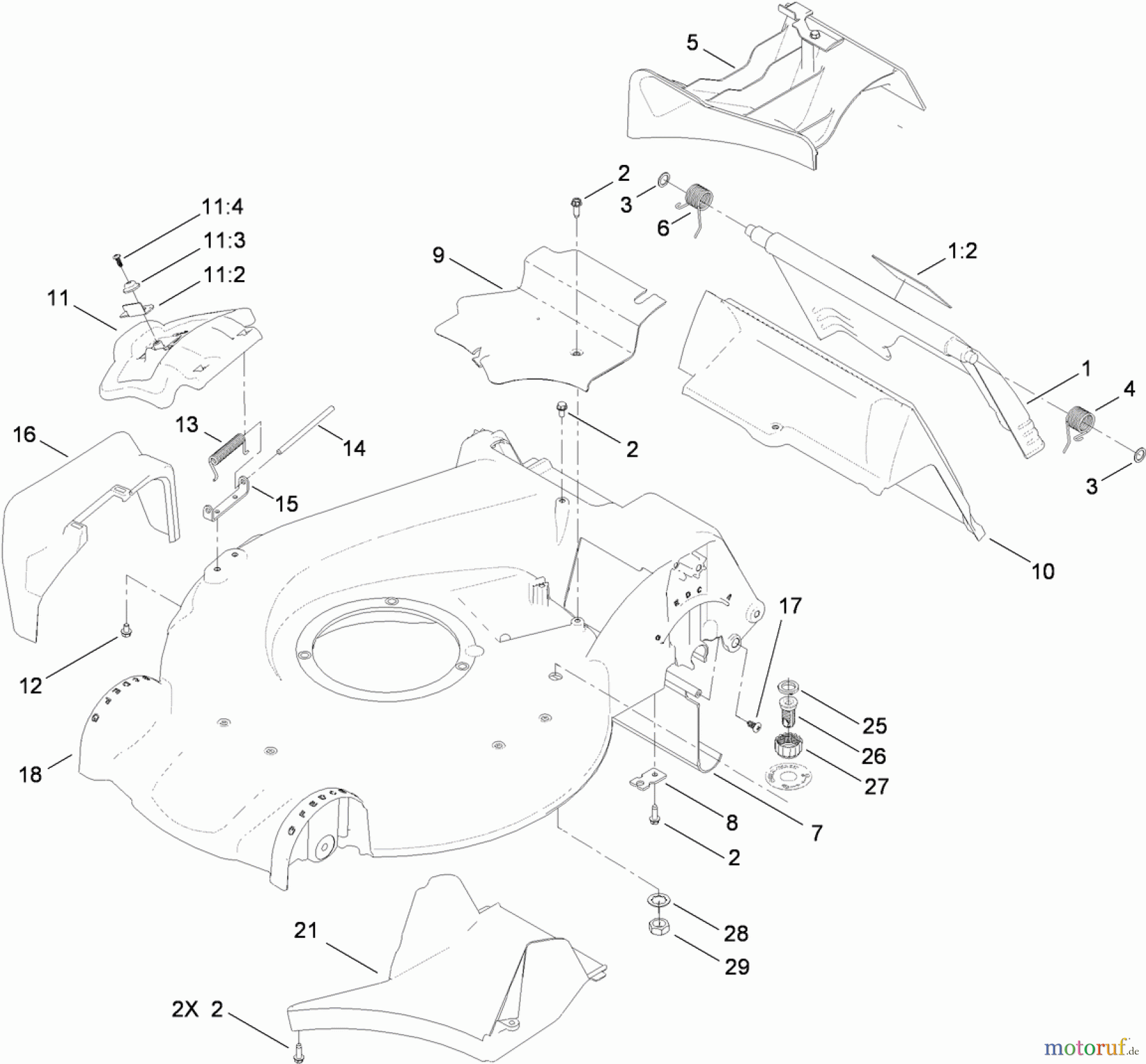 Toro Neu Mowers, Walk-Behind Seite 1 20092 - Toro Super Recycler Lawn Mower, 2010 (310000001-310020057) HOUSING AND REAR DOOR ASSEMBLY