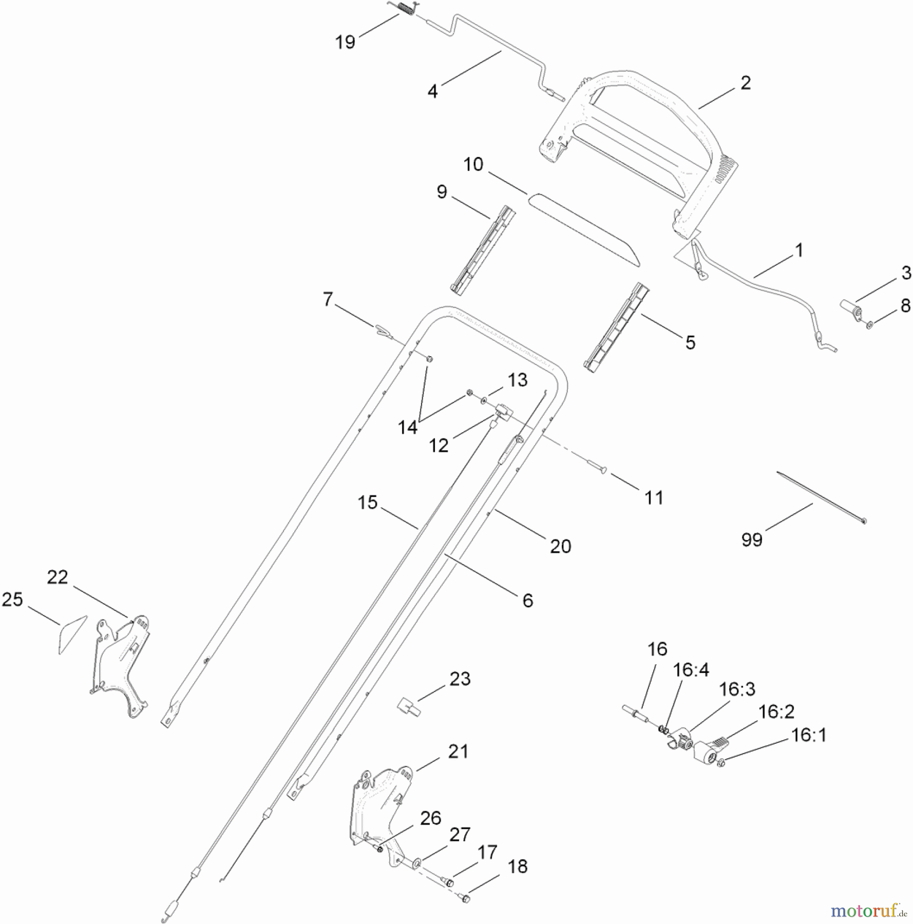  Toro Neu Mowers, Walk-Behind Seite 1 20092 - Toro Super Recycler Lawn Mower, 2010 (310020058-310020237) HANDLE AND CONTROL ASSEMBLY