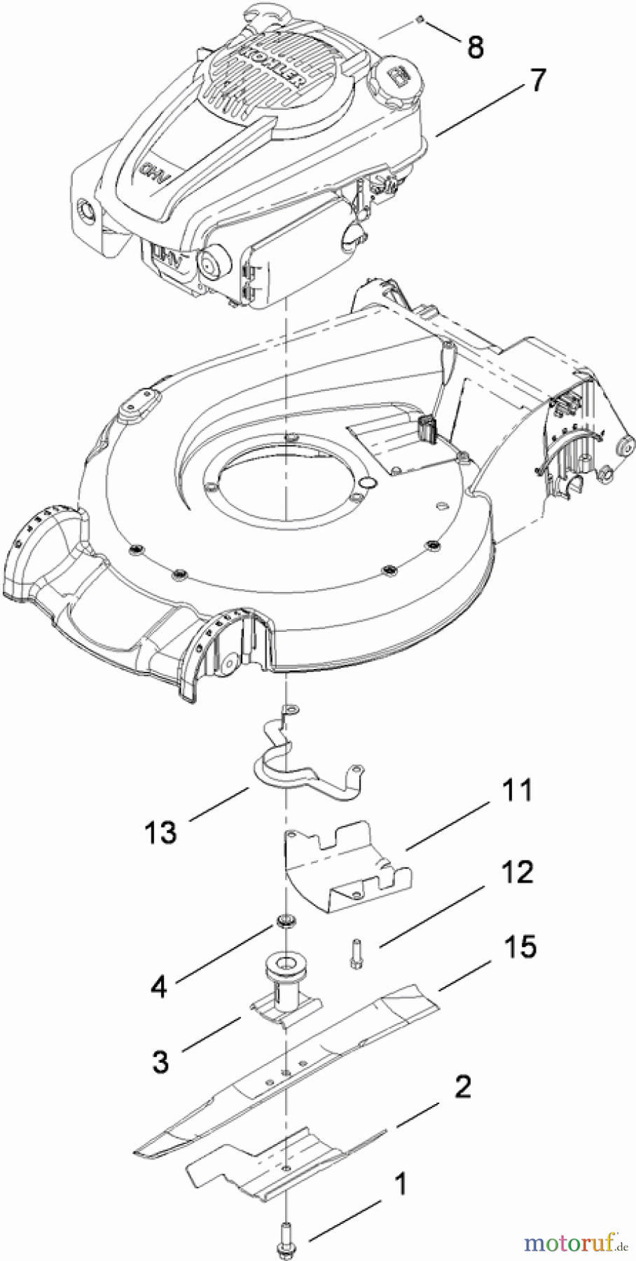  Toro Neu Mowers, Walk-Behind Seite 1 20099 - Toro Super Recycler Lawn Mower, 2011 (311000001-311999999) ENGINE AND BLADE ASSEMBLY