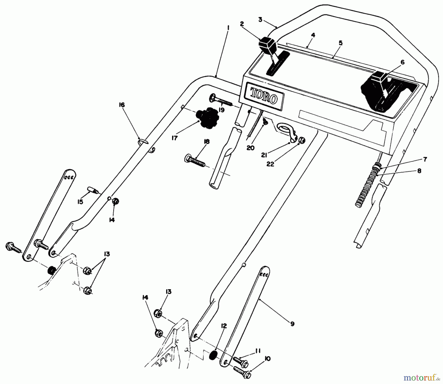  Toro Neu Mowers, Walk-Behind Seite 1 20320 - Toro Lawnmower, 1992 (2000001-2999999) HANDLE ASSEMBLY