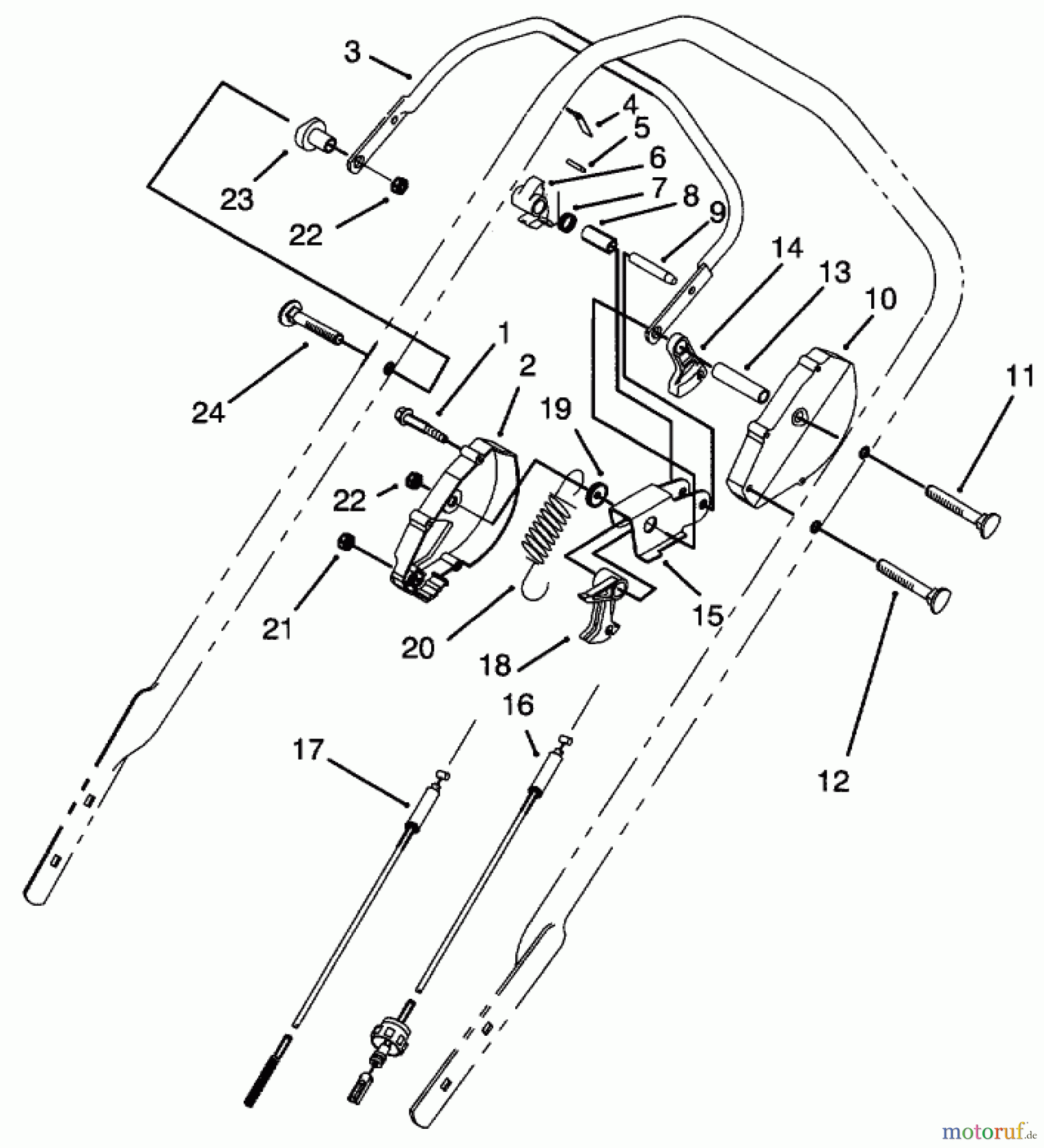  Toro Neu Mowers, Walk-Behind Seite 1 20438 - Toro Lawnmower, 1993 (39000001-39999999) TRACTION CONTROL ASSEMBLY