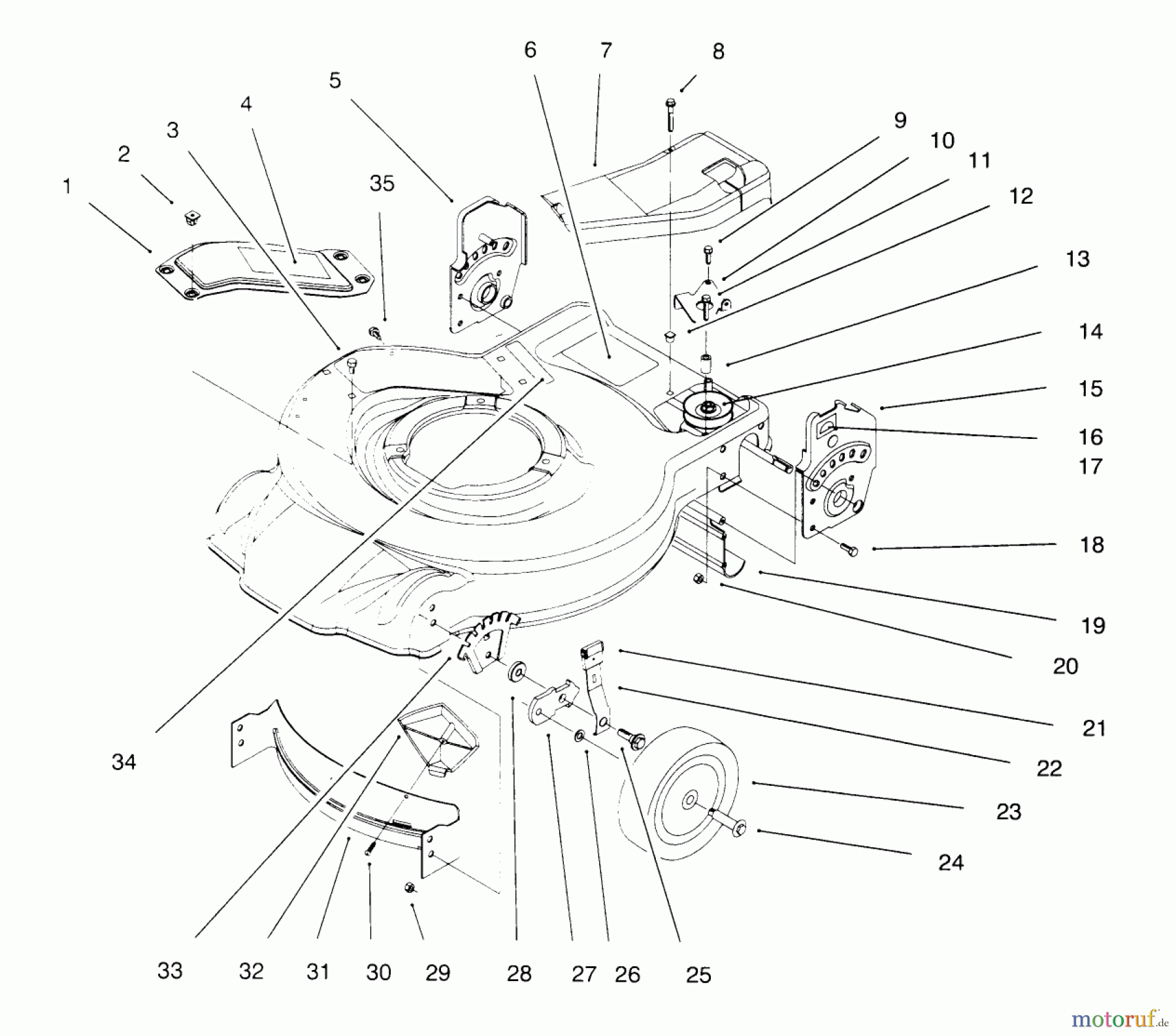 Toro Neu Mowers, Walk-Behind Seite 1 20444 - Toro Lawnmower, 1996 (6900001-6999999) HOUSING ASSEMBLY