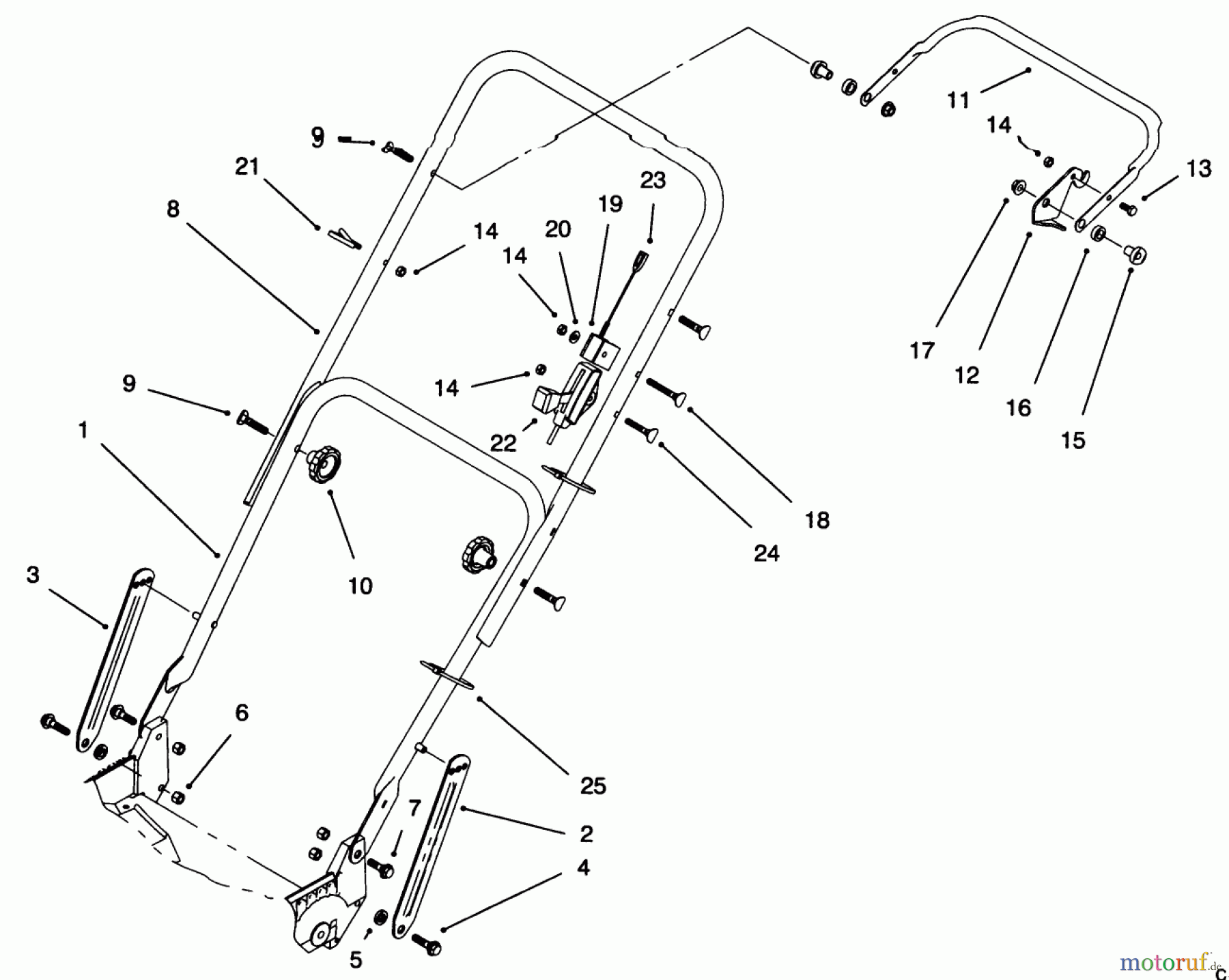 Toro Neu Mowers, Walk-Behind Seite 1 20461 - Toro Super Recycler Lawnmower, 1995 (5900001-5999999) HANDLE ASSEMBLY