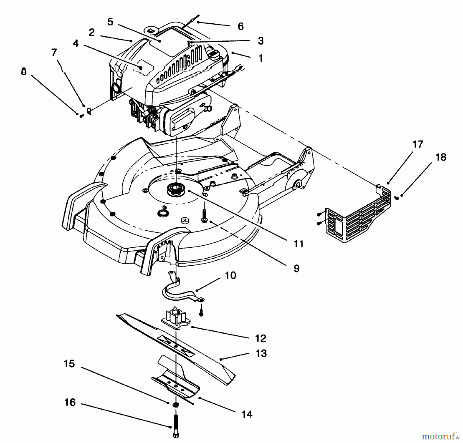  Toro Neu Mowers, Walk-Behind Seite 1 20463 - Toro Super Recycler Lawnmower, 1996 (6900001-6999999) ENGINE ASSEMBLY