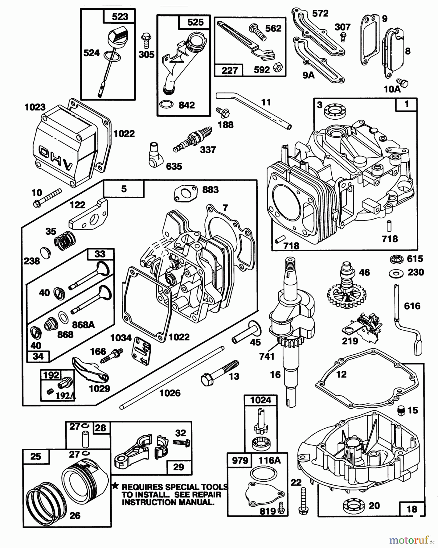 Toro Neu Mowers, Walk-Behind Seite 1 20465 - Toro Super Recycler Lawnmower, 1995 (5900001-5999999) ENGINE GTS-150 (MODEL NO. 20465 ONLY)(MODEL NO. 97772-0110-02) #1