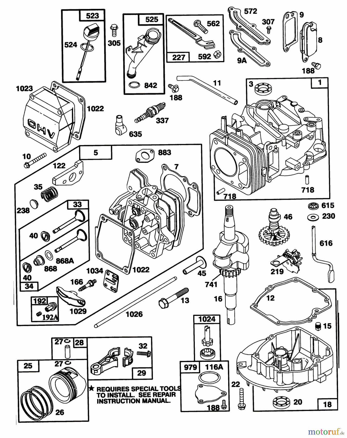 Toro Neu Mowers, Walk-Behind Seite 1 20465 - Toro Super Recycler Lawnmower, 1995 (5900001-5999999) ENGINE GTS-150 (MODEL NO. 20466 ONLY)(MODEL NO. 97777-0110-01) #1