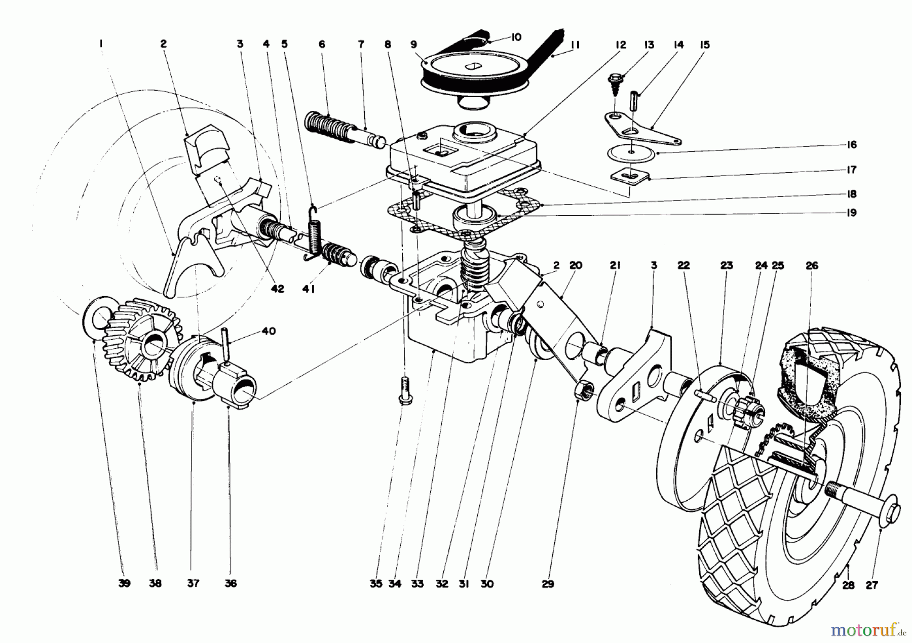  Toro Neu Mowers, Walk-Behind Seite 2 21610 - Toro Guardian Lawnmower, 1975 (5000001-5999999) GEAR CASE ASSEMBLY MODEL NOS. 21610 AND 21711