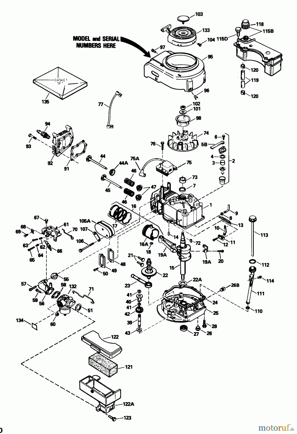 Toro Neu Mowers, Walk-Behind Seite 1 20532 - Toro Lawnmower, 1989 (9000001-9999999) ENGINE MODEL NO. TVS105-53113F