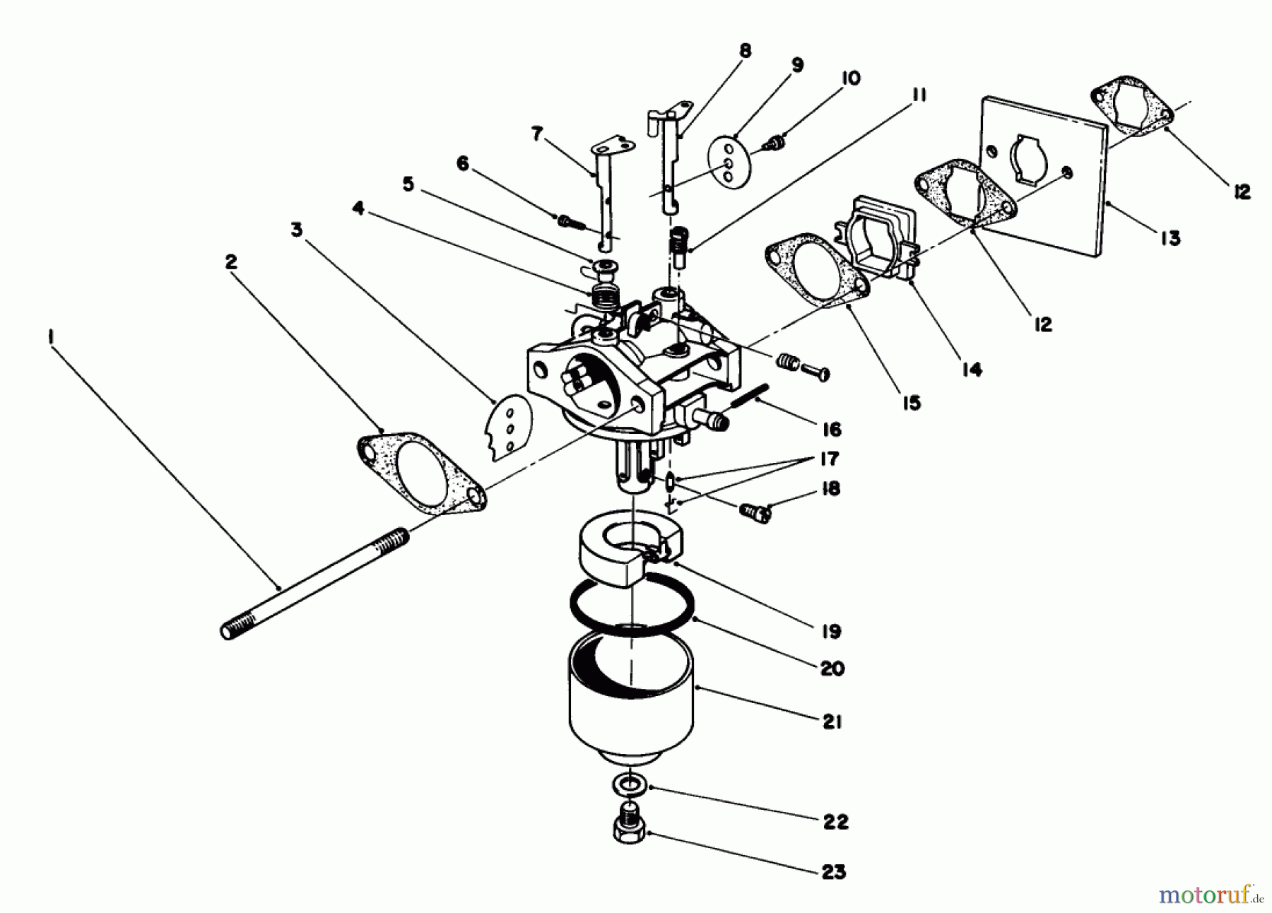  Toro Neu Mowers, Walk-Behind Seite 1 20581 - Toro Lawnmower, 1986 (6000001-6999999) CARBURETOR ASSEMBLY