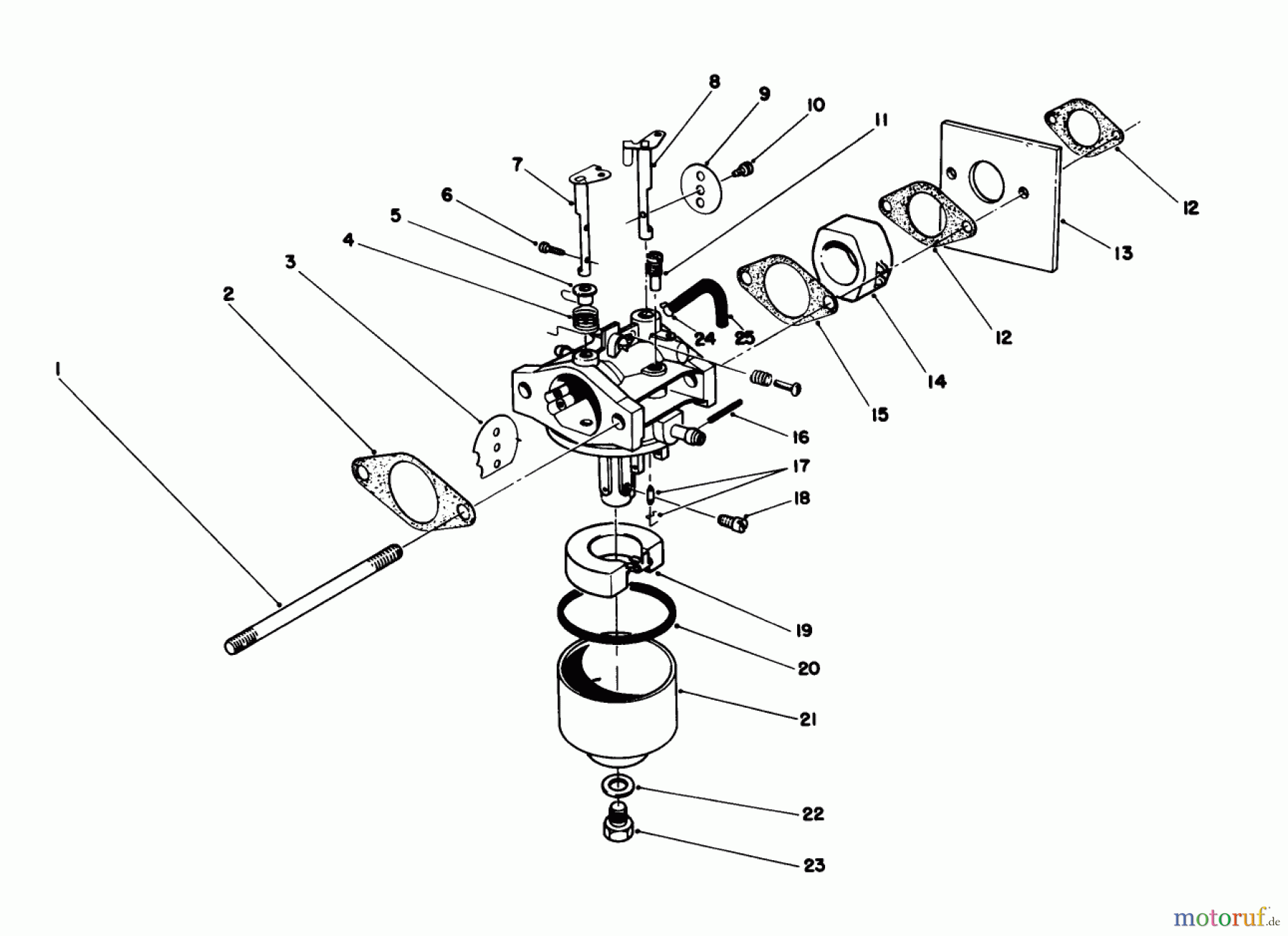  Toro Neu Mowers, Walk-Behind Seite 1 20584 - Toro Lawnmower, 1988 (8000001-8999999) CARBURETOR ASSEMBLY (MODEL NO. 47PH7)