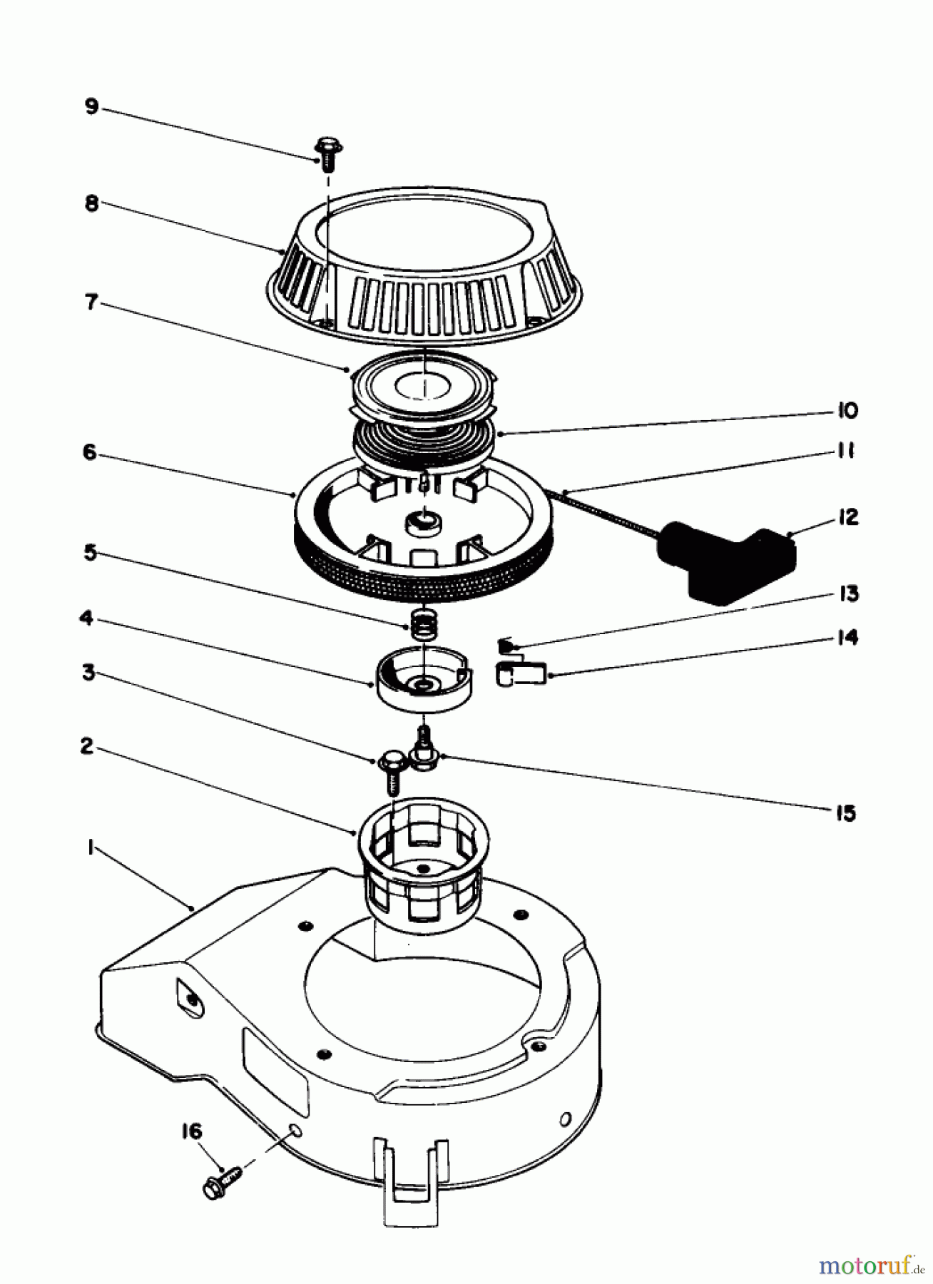  Toro Neu Mowers, Walk-Behind Seite 1 20584 - Toro Lawnmower, 1988 (8000001-8999999) RECOIL ASSEMBLY (ENGINE MODEL NO. 47PH7)