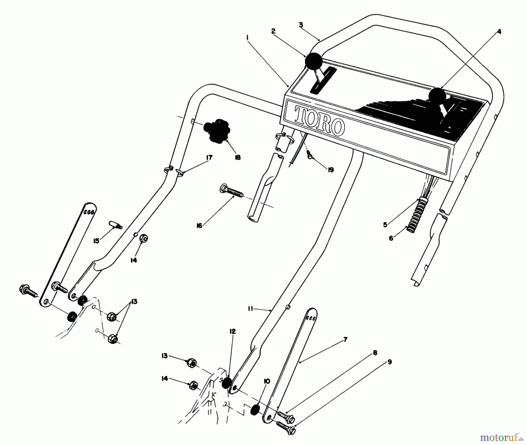 Toro Neu Mowers, Walk-Behind Seite 1 20680 - Toro Lawnmower, 1986 (6000001-6999999) HANDLE ASSEMBLY