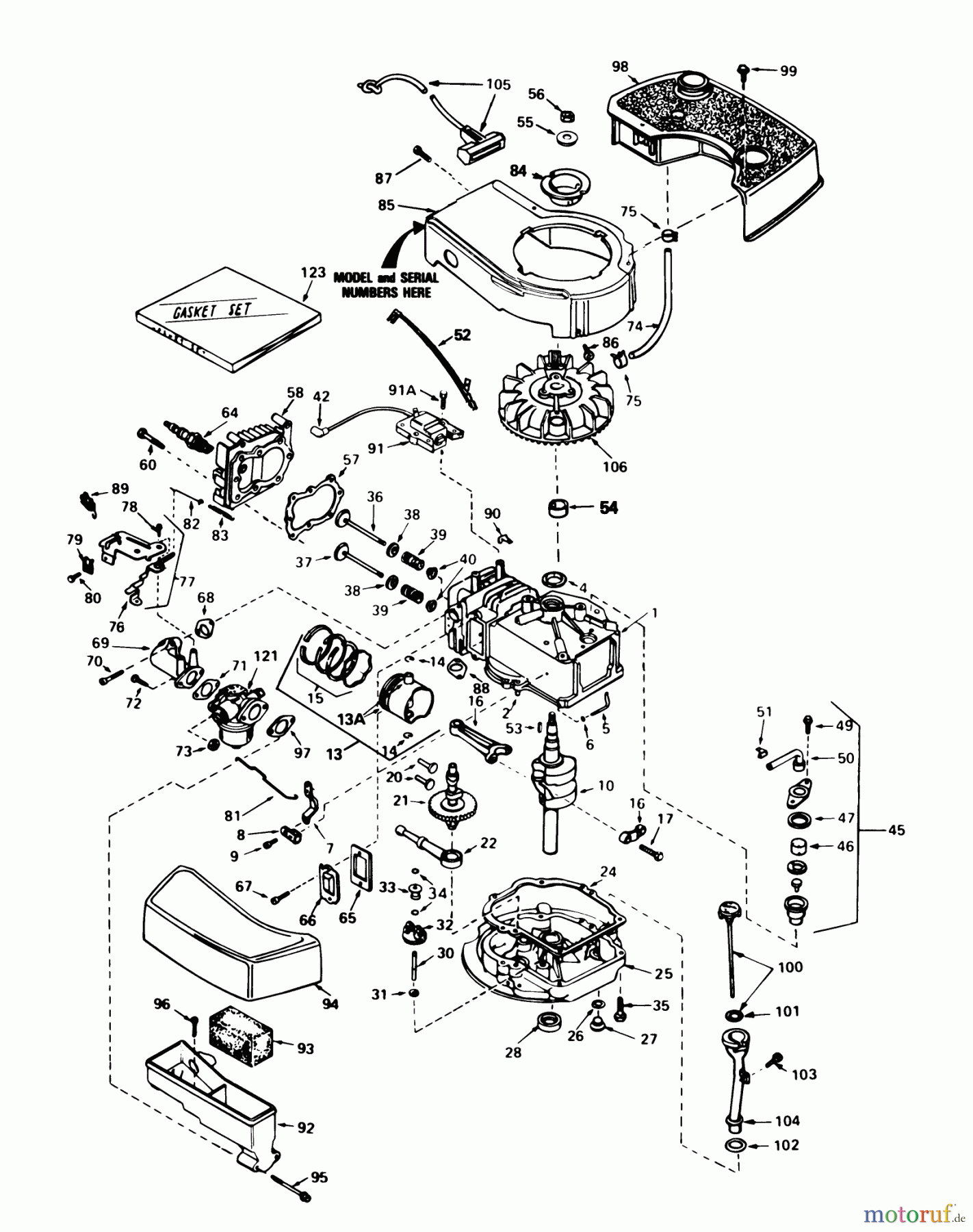 Toro Neu Mowers, Walk-Behind Seite 1 20715 - Toro Lawnmower, 1984 (4000001-4999999) ENGINE TECUMSEH MODEL NO. TNT100-10087E