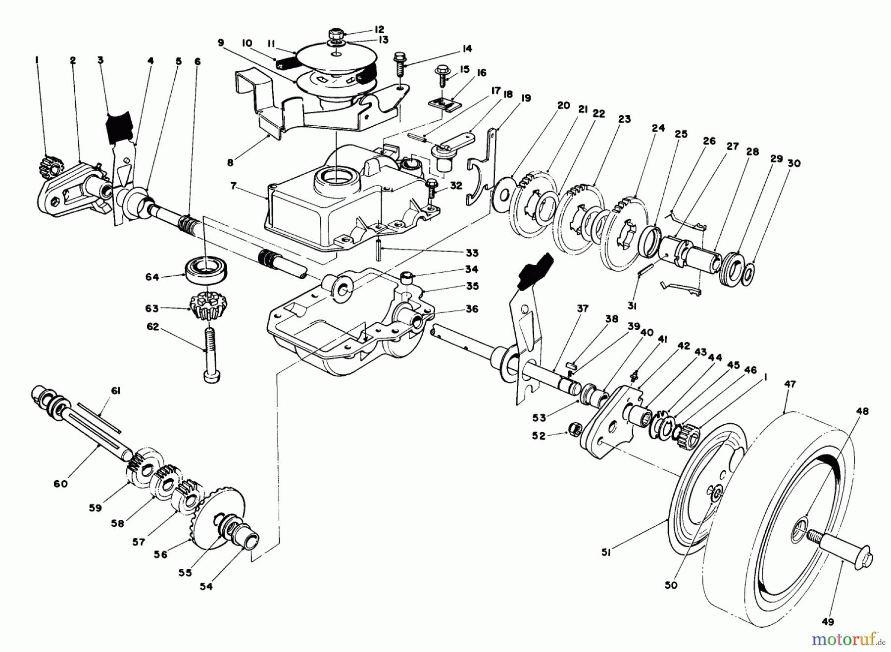 Toro Neu Mowers, Walk-Behind Seite 1 20747C - Toro Lawnmower, 1986 (6000001-6999999) GEAR CASE ASSEMBLY (MACHINE SERIAL NO-S. 6900101 THRU 6903100)
