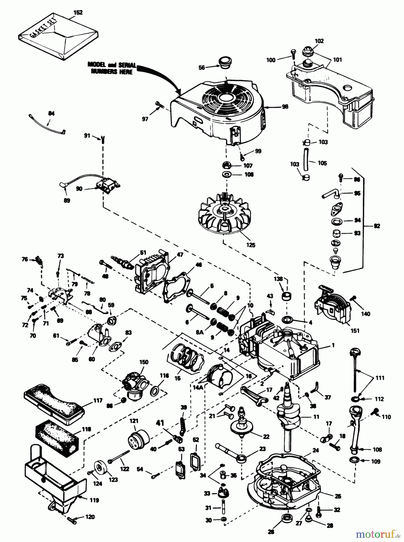  Toro Neu Mowers, Walk-Behind Seite 1 20782C - Toro Lawnmower, 1986 (6000001-6999999) ENGINE TECUMSEH MODEL NO. TVS-100-44003