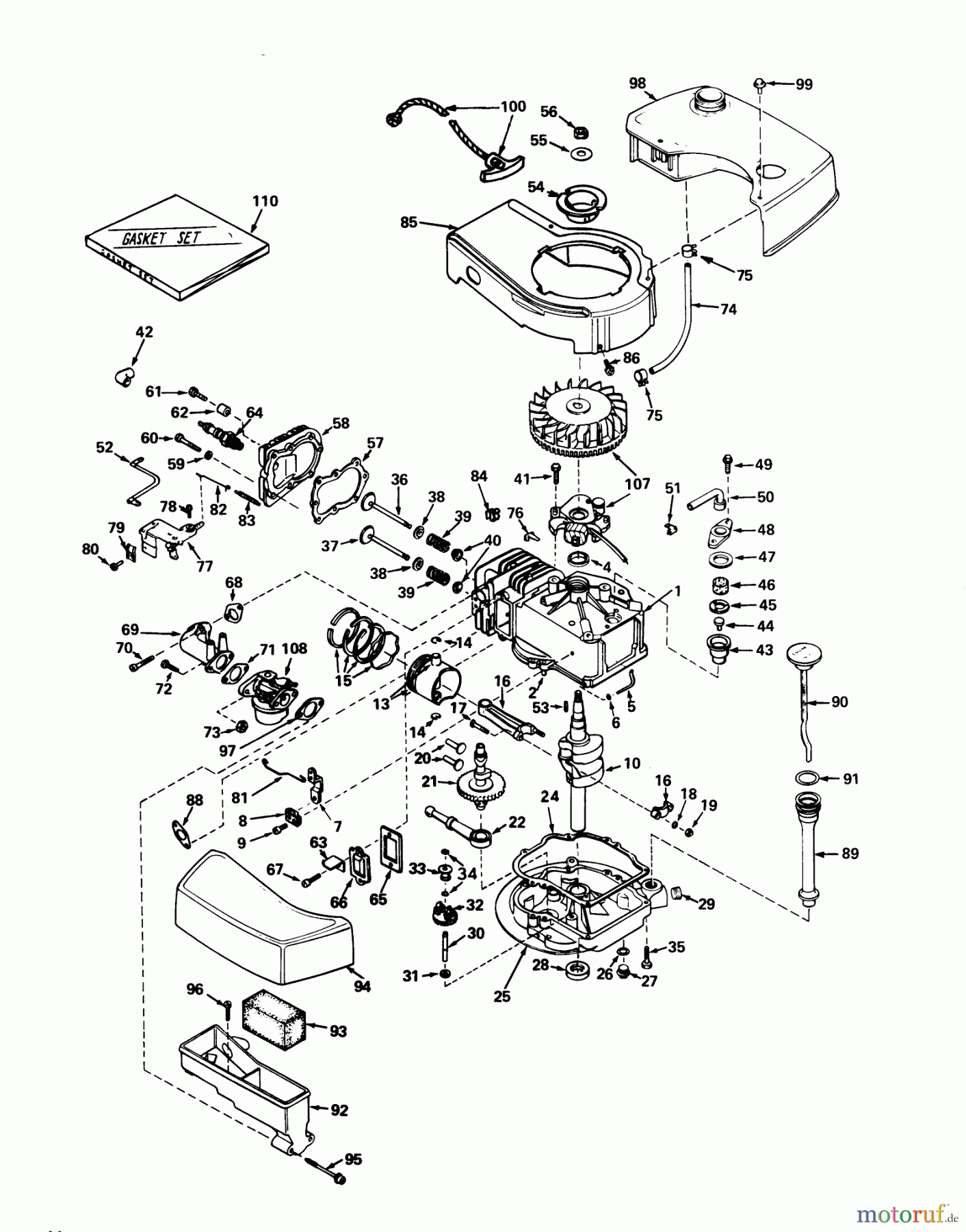  Toro Neu Mowers, Walk-Behind Seite 2 21711 - Toro Guardian Lawnmower, 1976 (6000001-6999999) ENGINE TECUMSEH MODEL NO. TNT 100-10046 (MOWER MODEL NO. 21711)