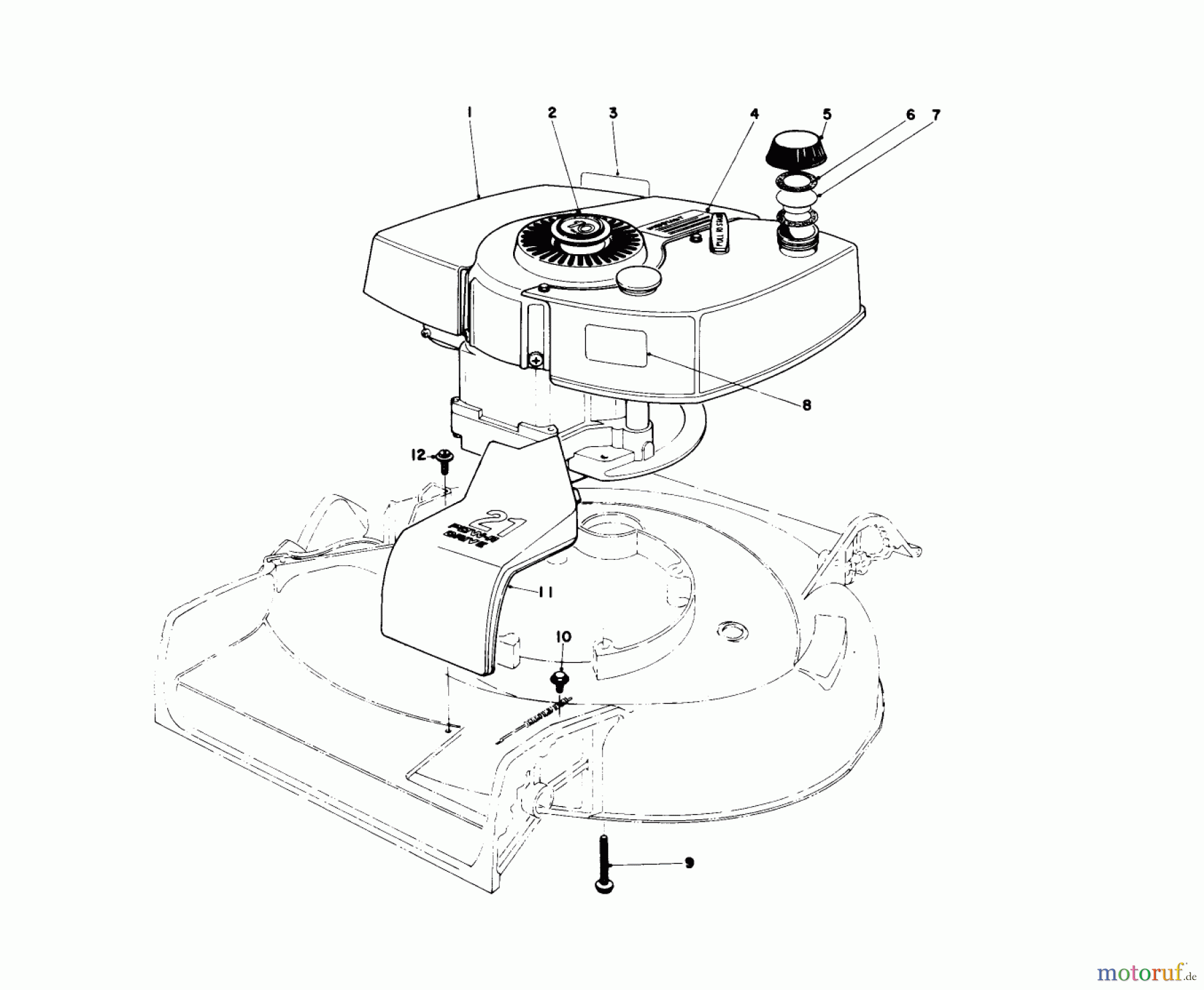 Toro Neu Mowers, Walk-Behind Seite 2 21727 - Toro Guardian Lawnmower, 1977 (7000001-7999999) ENGINE ASSEMBLY MODEL NO. 21647