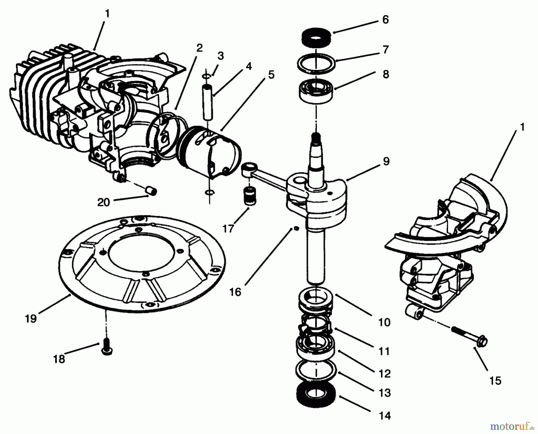 Toro Neu Mowers, Walk-Behind Seite 2 22040 - Toro Lawnmower, 1995 (5900001-5999999) CRANKSHAFT ASSEMBLY (MODEL NO. 47PR4-3)