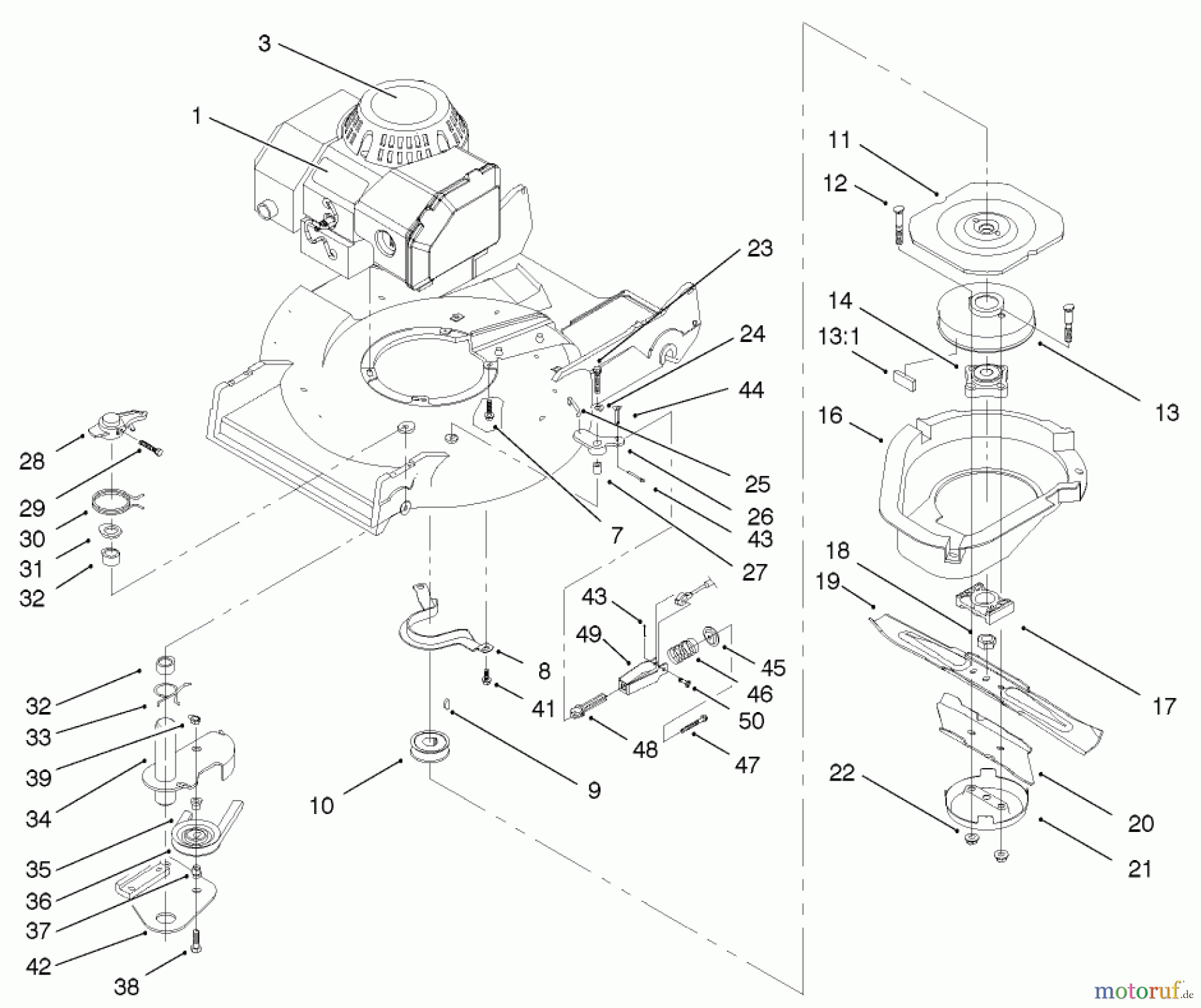  Toro Neu Mowers, Walk-Behind Seite 2 22043 - Toro Recycler Mower, 2003 (230000001-230999999) BLADE BRAKE CLUTCH ASSEMBLY