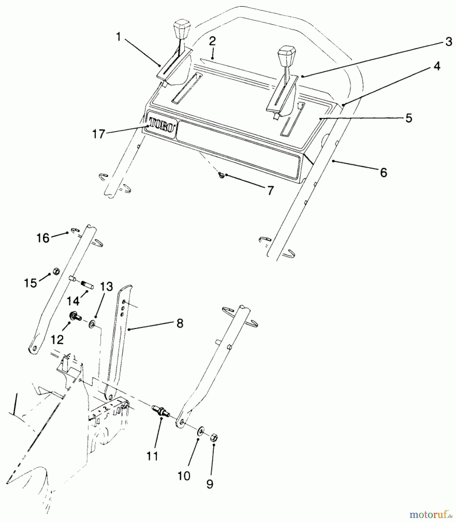  Toro Neu Mowers, Walk-Behind Seite 2 26621 - Toro Lawnmower, 1990 (0000001-0999999) HANDLE ASSEMBLY