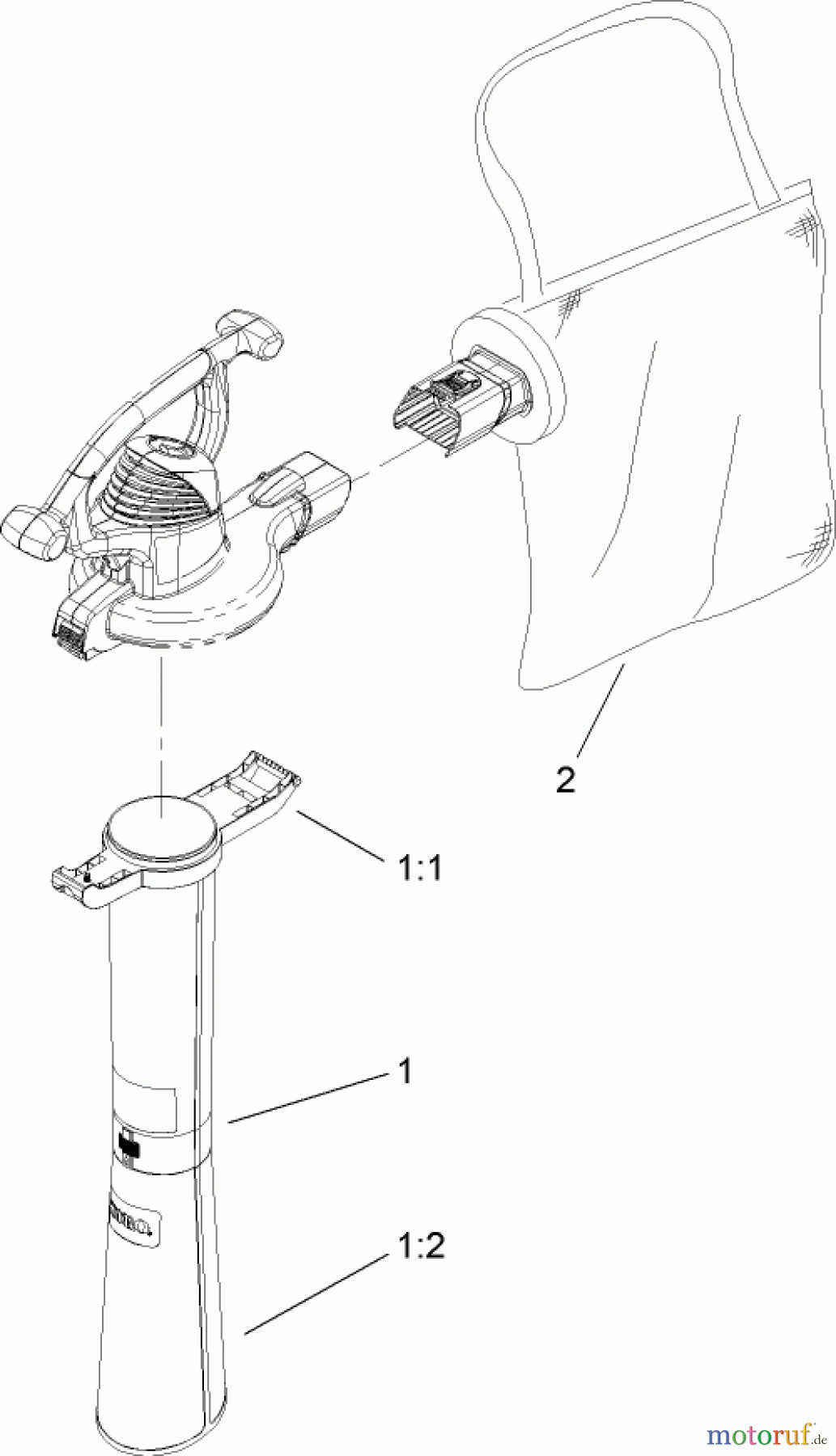 Toro Neu Blowers/Vacuums/Chippers/Shredders 51574 - Toro Rake and Vac Blower/Vacuum, 2010 (310000001-310999999) VAC TUBE AND BAG ASSEMBLY