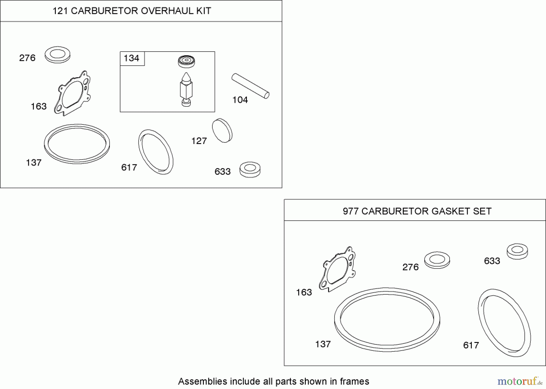 Toro Neu Mowers, Walk-Behind Seite 2 446E (R48) - Toro R48 Recycling Mower, 2009 (290000001-290999999) CARBURETOR OVERHAUL KIT BRIGGS AND STRATTON 126T02-1841-B1