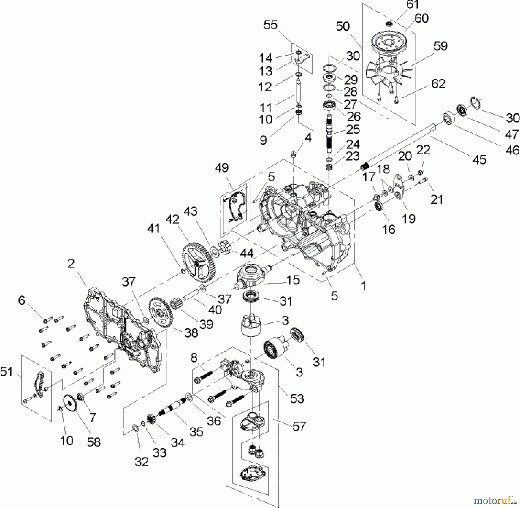  Toro Neu Mowers, Zero-Turn 74301 (14-38Z) - Toro 14-38Z TimeCutter Z Riding Mower, 2004 (240000894-240999999) RH HYDROSTAT ASSEMBLY PART NO. 107-2466