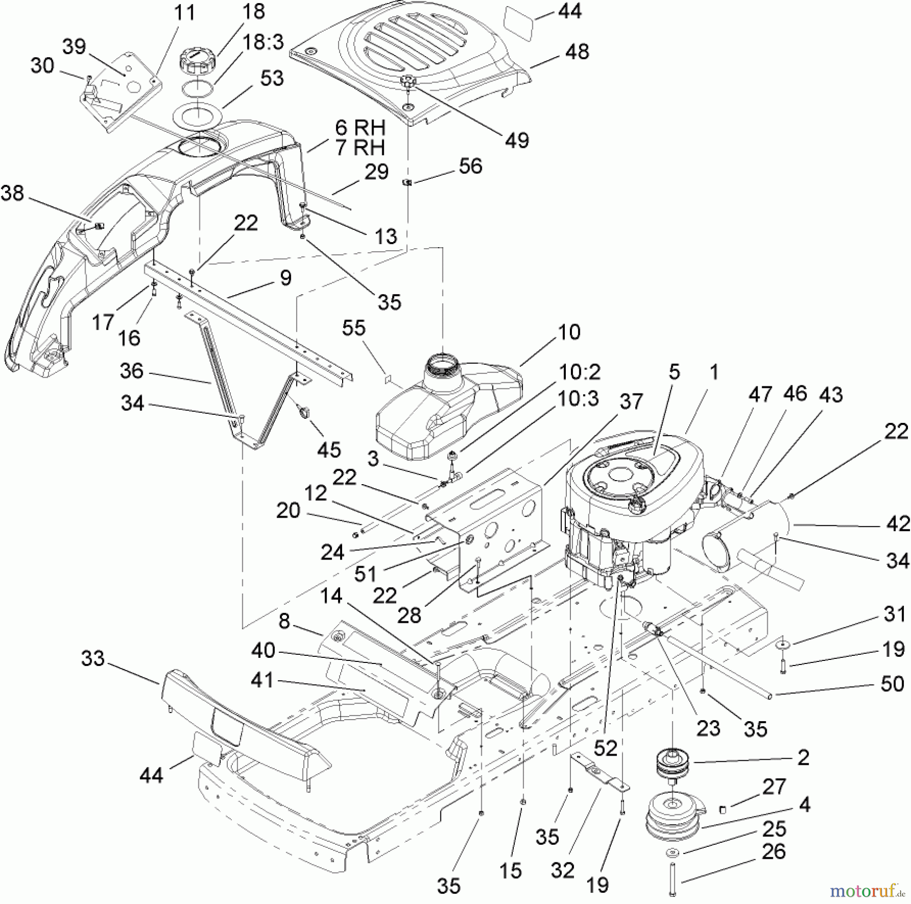  Toro Neu Mowers, Zero-Turn 74330 (16-42Z) - Toro 16-42Z TimeCutter Z Riding Mower, 2004 (240001180-240999999) ENGINE ASSEMBLY