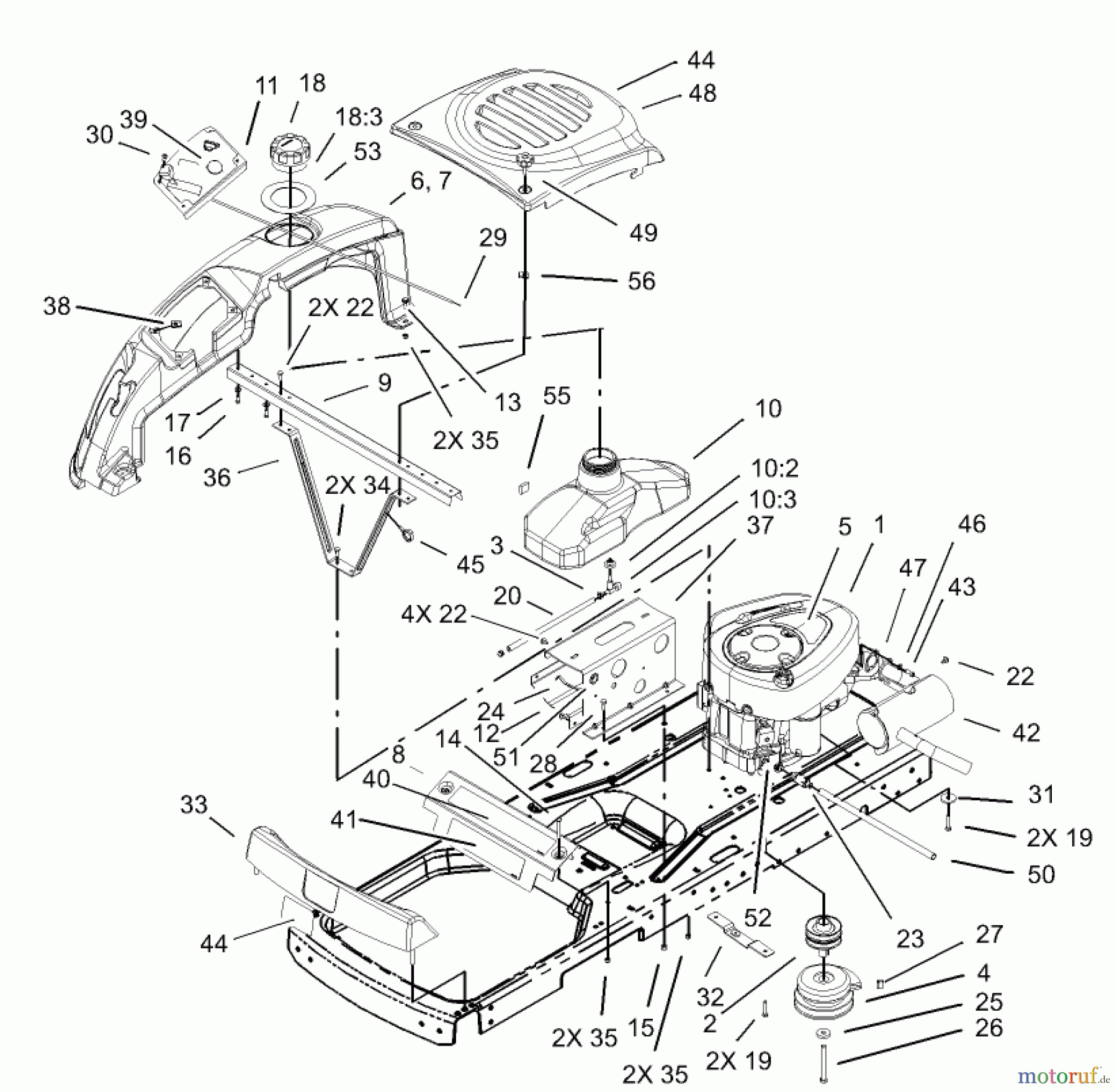  Toro Neu Mowers, Zero-Turn 74350 (17-42Z) - Toro 17-42Z TimeCutter Z Riding Mower, 2003 (230000001-230999999) ENGINE ASSEMBLY