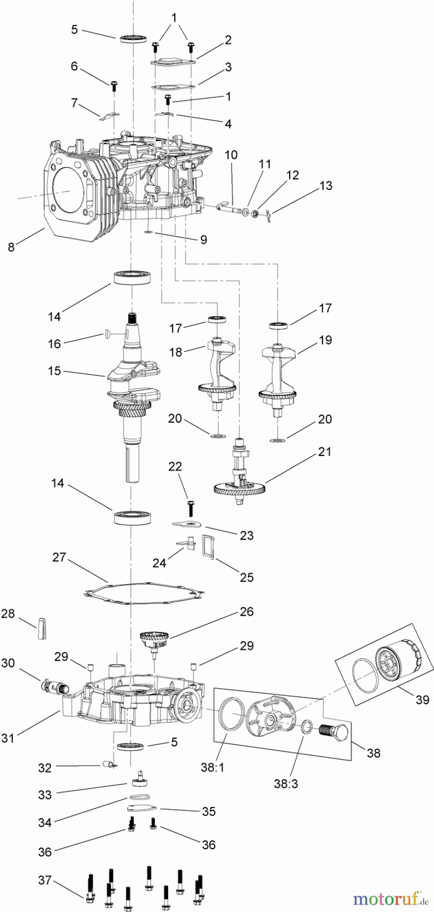  Toro Neu Mowers, Zero-Turn 74388 (ZS 3200S) - Toro TimeCutter ZS 3200S Riding Mower, 2012 (SN 312000001-312999999) ENGINE ASSEMBLY NO. 120-4380 (3)