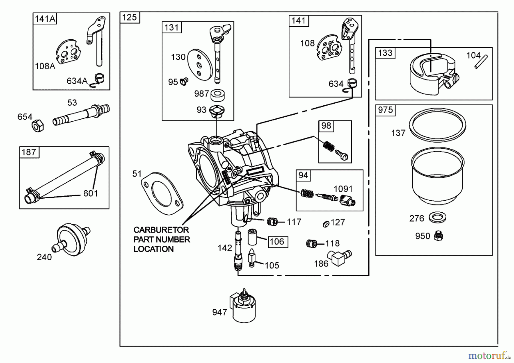  Toro Neu Mowers, Zero-Turn 74403 (Z420) - Toro TimeCutter Z420 Riding Mower, 2005 (250000001-250999999) CARBURETOR ASSEMBLY BRIGGS AND STRATTON 286H77-0165-E1