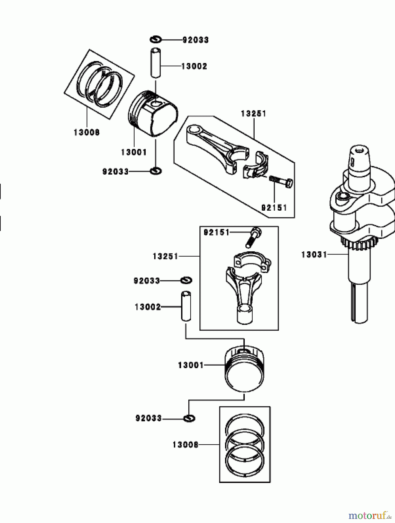  Toro Neu Mowers, Zero-Turn 74802 (19-52ZX) - Toro 19-52ZX TimeCutter ZX Riding Mower, 2004 (240000001-240000158) PISTON AND CRANKSHAFT ASSEMBLY KAWASAKI FH580V-AS13