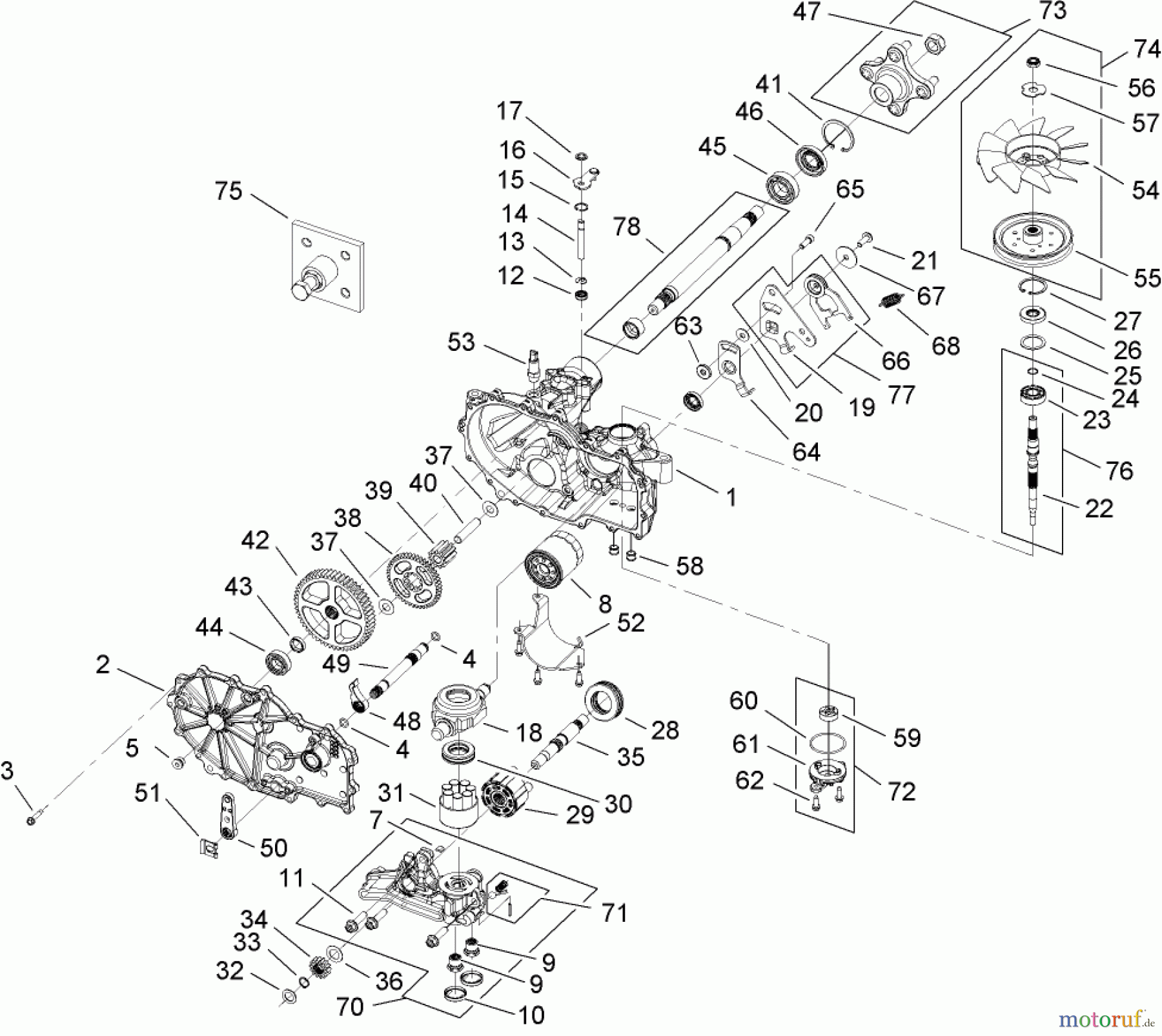 Toro Neu Mowers, Zero-Turn 74813 (Z4800) - Toro TITAN Z4800 Zero-Turn-Radius Riding Mower, 2008 (280000001-280999999) LH TRANSMISSION ASSEMBLY NO. 109-3372