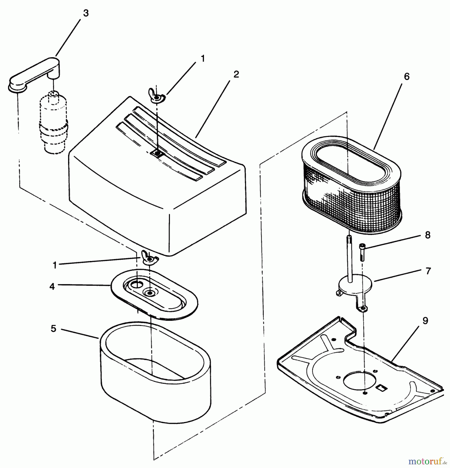 Toro Neu Mowers, Zero-Turn Y1-16OE04 (616-Z) - Toro 616-Z Tractor, 1992 (2000001-2999999) AIR CLEANER ASSEMBLY