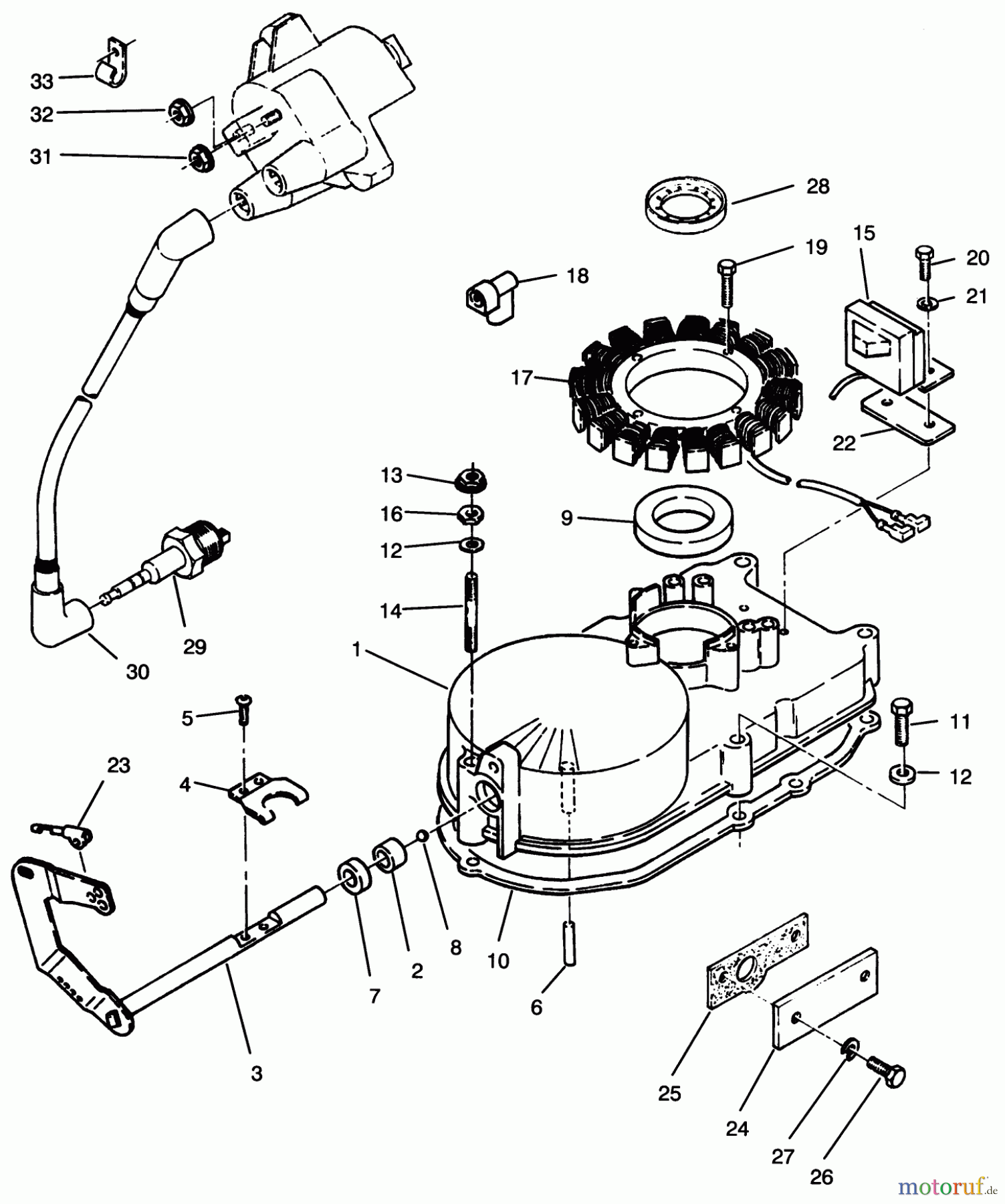  Toro Neu Mowers, Zero-Turn Y1-20OE03 (620-Z) - Toro 620-Z Tractor, 1992 (2000001-2999999) GEARCASE & IGNITION ASSEMBLY