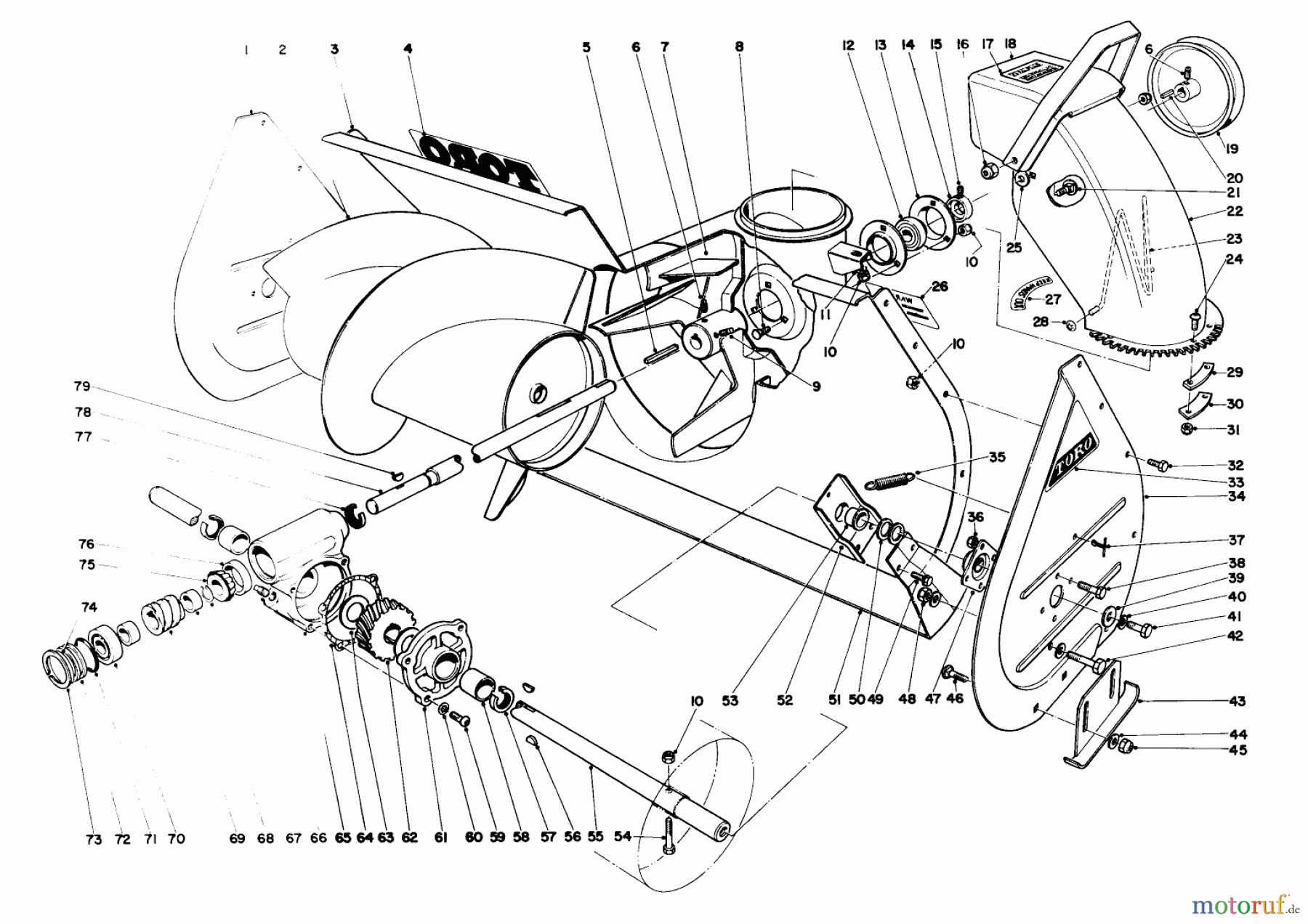 Toro Neu Snow Blowers/Snow Throwers Seite 1 31760 (726) - Toro 726 Snowthrower, 1972 (200001-299999) AUGER ASSEMBLY
