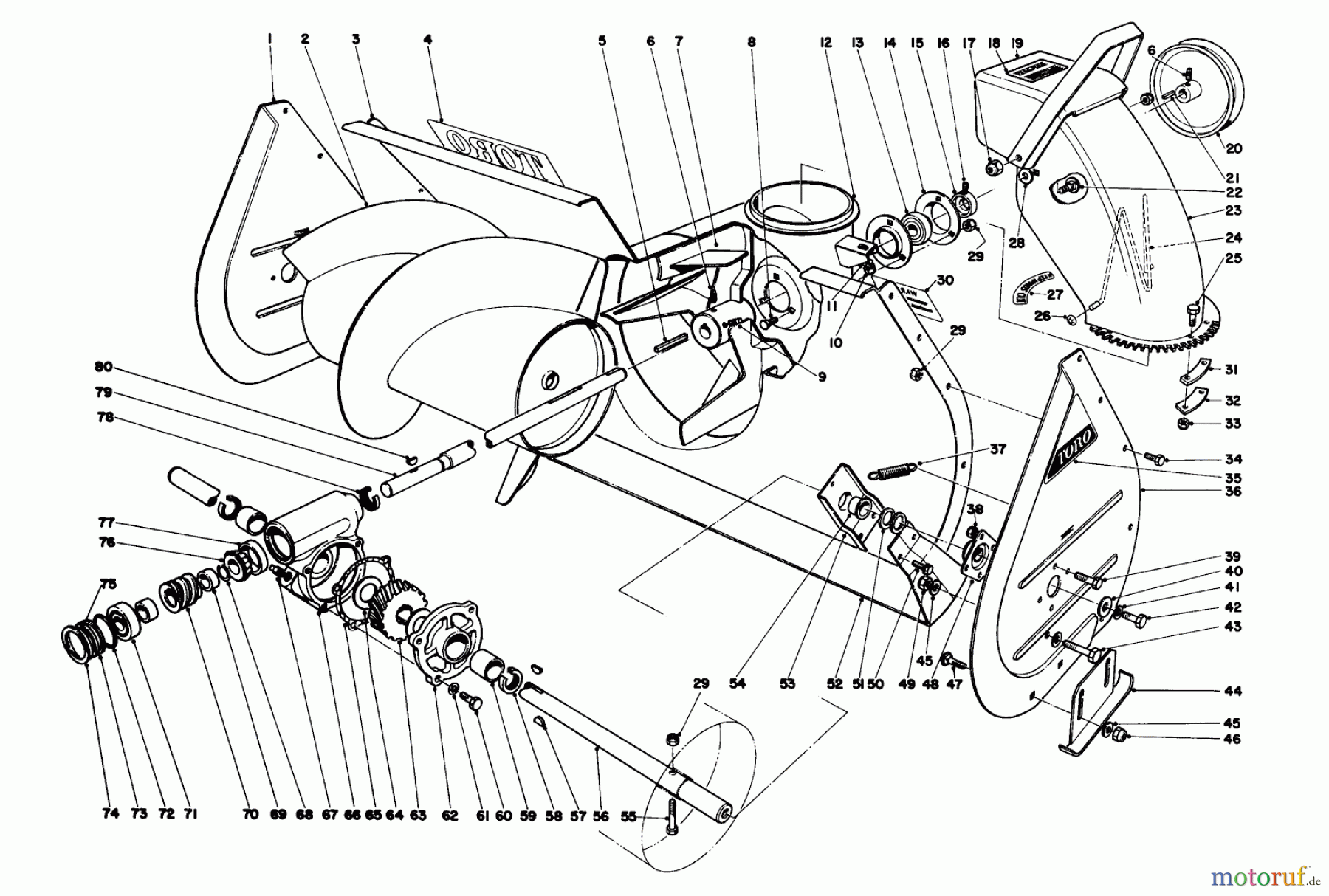 Toro Neu Snow Blowers/Snow Throwers Seite 1 31263 (526) - Toro 526 Snowthrower, 1973 (3000001-3999999) AUGER ASSEMBLY
