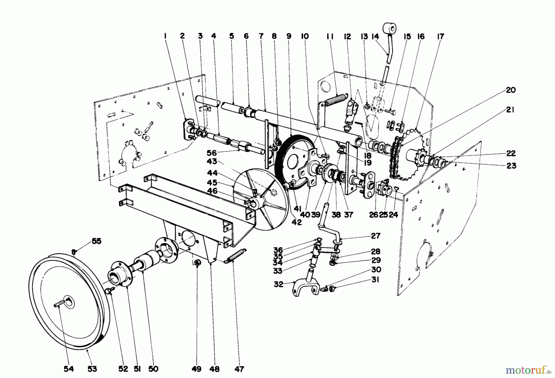  Toro Neu Snow Blowers/Snow Throwers Seite 1 31655 (732) - Toro 732 Snowthrower, 1970 (0000001-0999999) COUNTERSHAFT AND AXLE ASSEMBLY