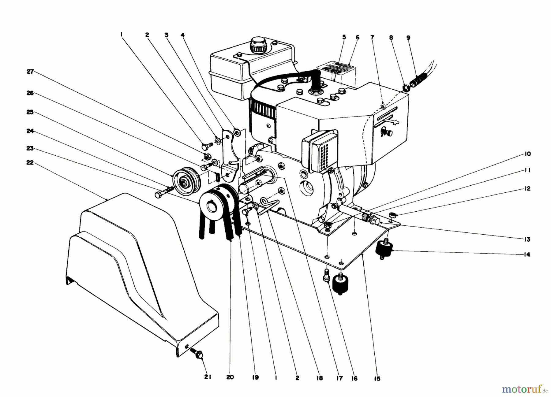  Toro Neu Snow Blowers/Snow Throwers Seite 1 31625 (524) - Toro 524 Snowthrower, 1975 (5000001-5999999) ENGINE ASSEMBLY