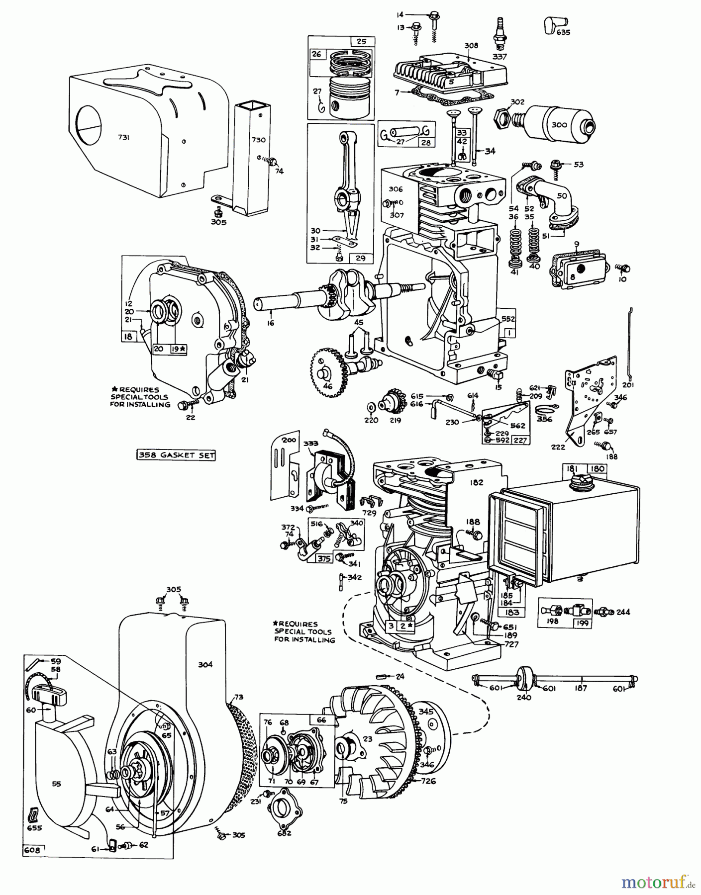 Toro Neu Snow Blowers/Snow Throwers Seite 1 31832 (832) - Toro 832 Snowthrower, 1971 (1000001-1999999) 7 HP ENGINE NO. 170402, TYPE 0720-01 (CONT-D.) SNOWTHROWER MODEL NO. 31727