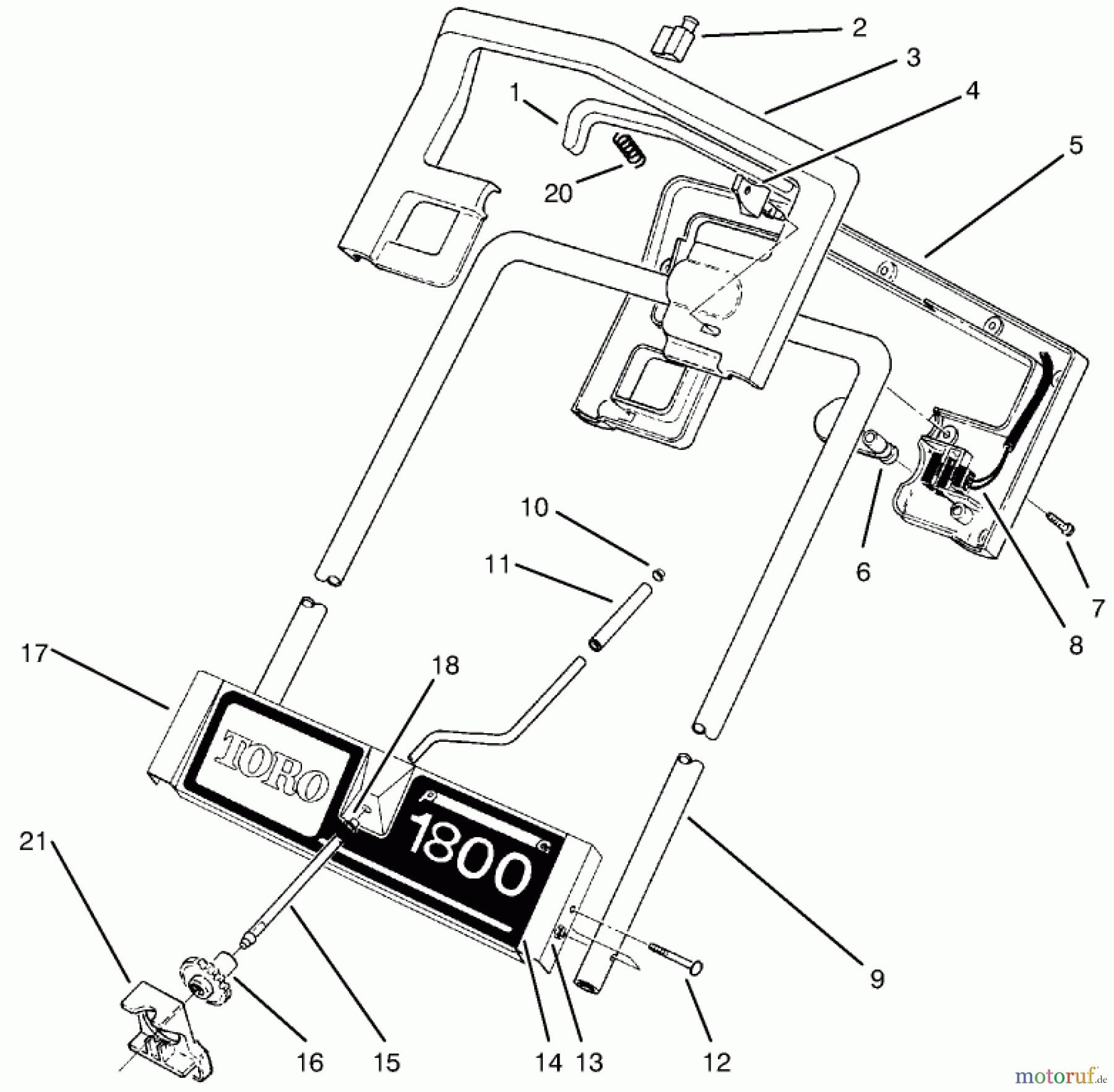  Toro Neu Snow Blowers/Snow Throwers Seite 1 38025 (1800) - Toro 1800 Power Curve Snowthrower, 1998 (89000001-89999999) HANDLE ASSEMBLY