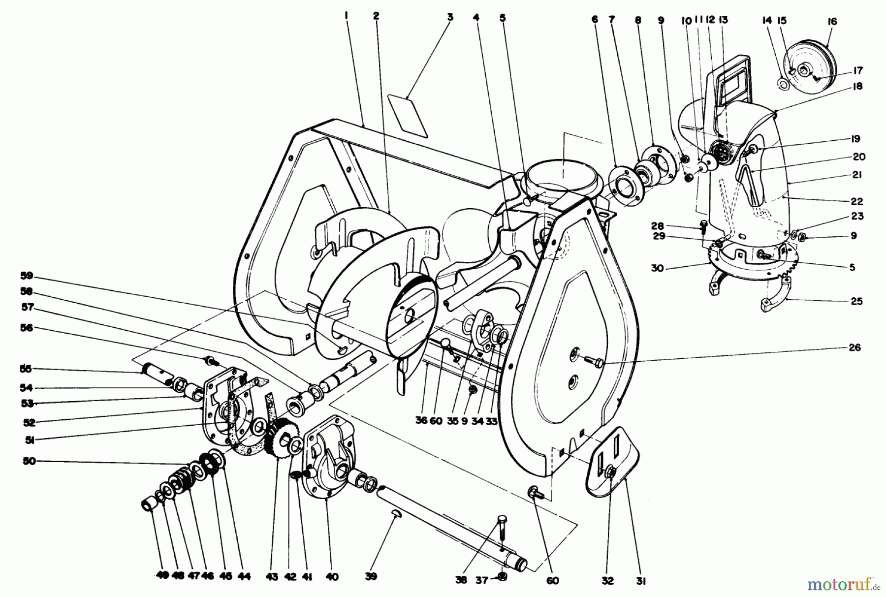  Toro Neu Snow Blowers/Snow Throwers Seite 1 38052 (521) - Toro 521 Snowthrower, 1988 (8000001-8999999) AUGER ASSEMBLY