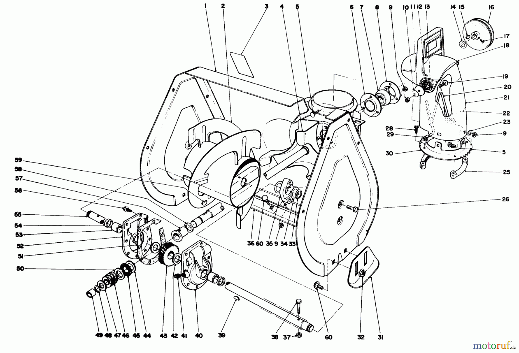  Toro Neu Snow Blowers/Snow Throwers Seite 1 38052 (521) - Toro 521 Snowthrower, 1992 (2000001-2999999) AUGER ASSEMBLY