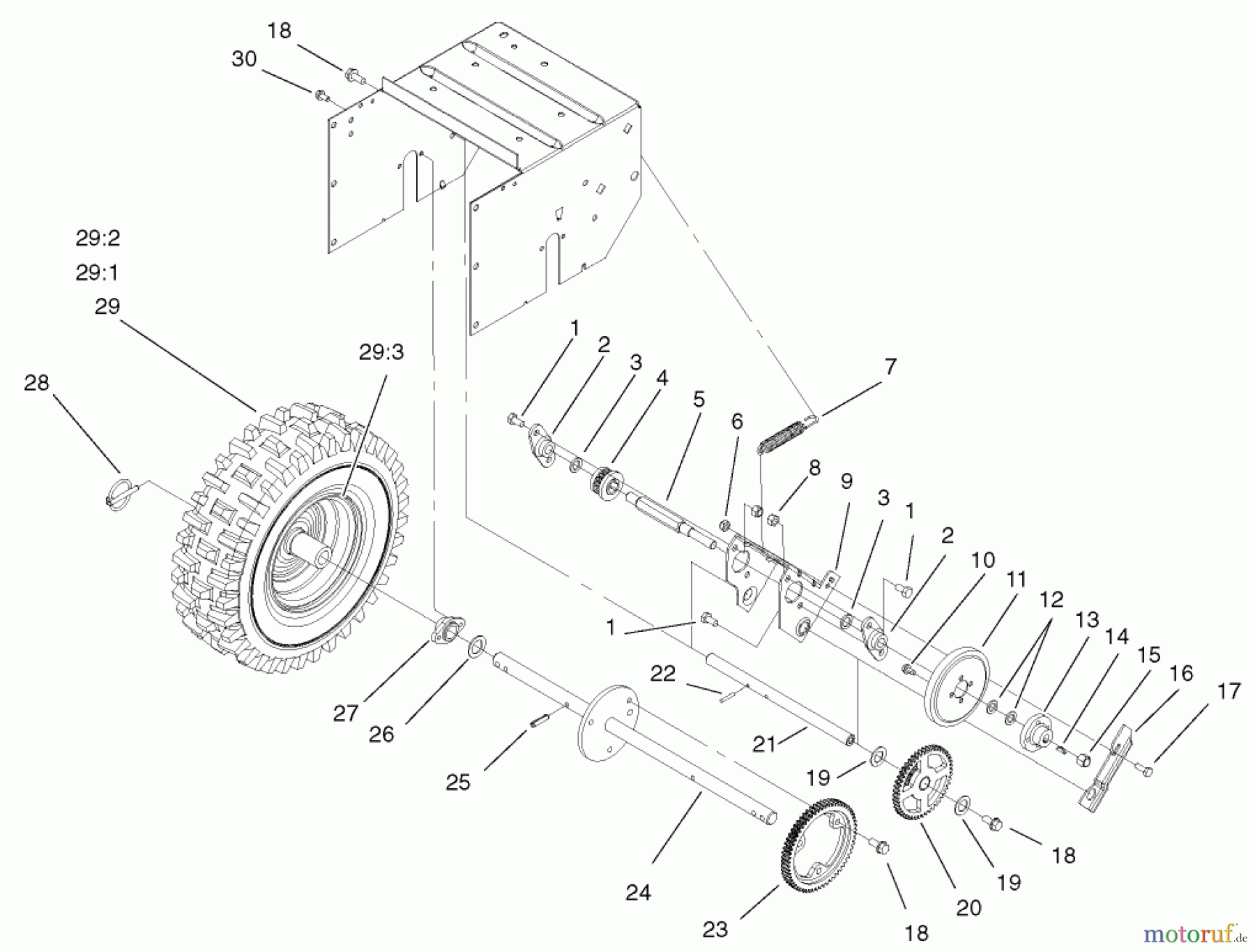  Toro Neu Snow Blowers/Snow Throwers Seite 1 38063 (622) - Toro 622 Snowthrower, 2000 (000000001-000999999) TRACTION ASSEMBLY #2