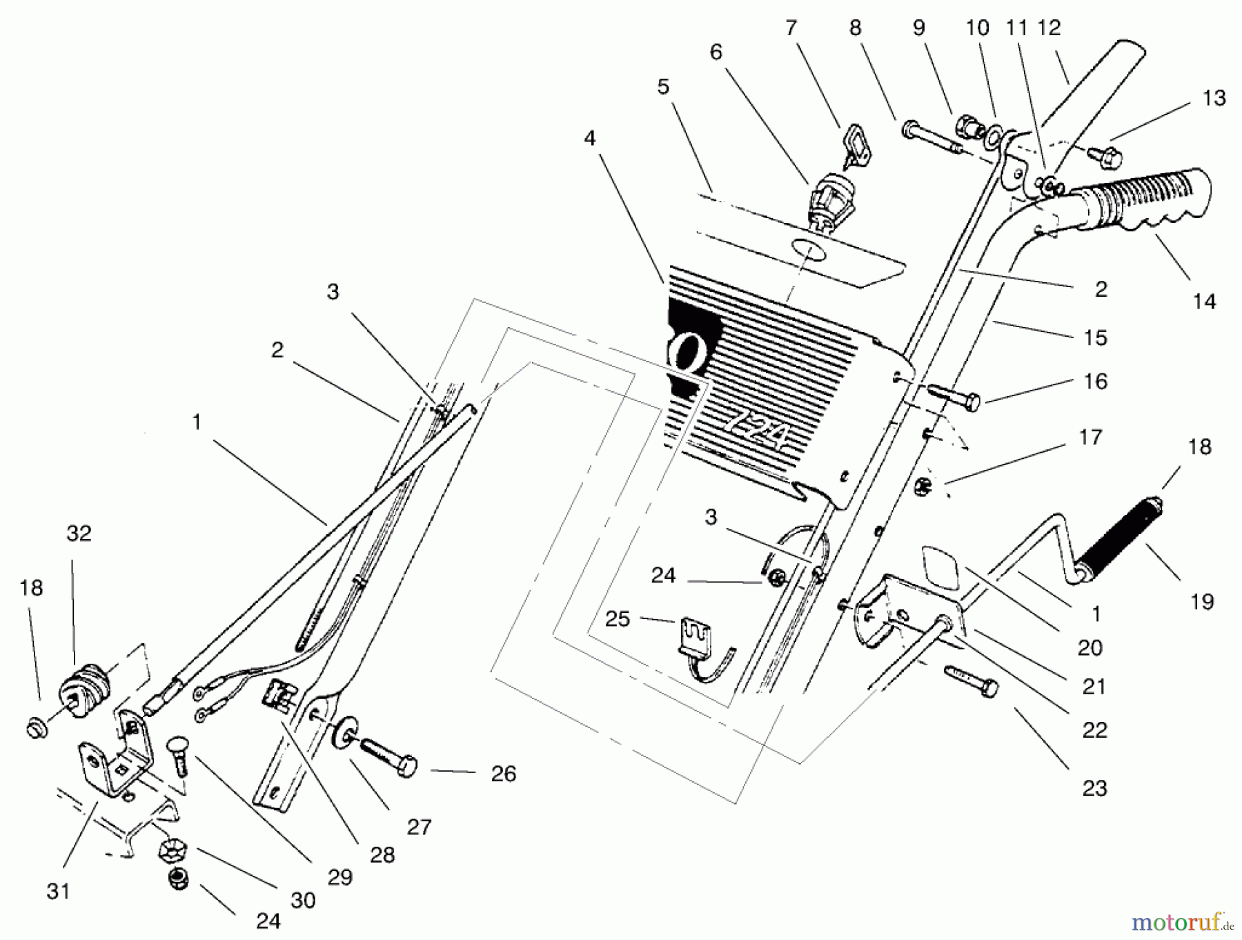 Toro Neu Snow Blowers/Snow Throwers Seite 1 38072 (724) - Toro 724 Snowthrower, 1998 (8900001-8999999) HANDLE ASSEMBLY LEFT SIDE