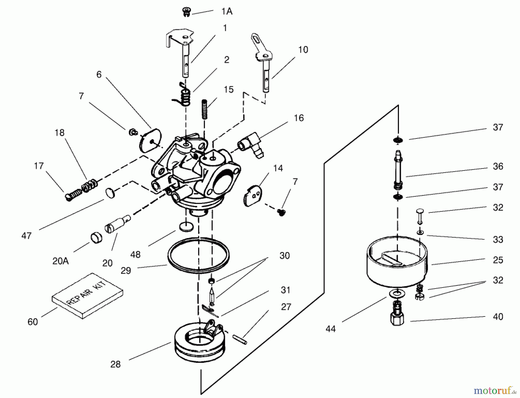  Toro Neu Snow Blowers/Snow Throwers Seite 1 38547 (924) - Toro 924 Power Shift Snowthrower, 2002 (220000001-220999999) CARBURETOR ASSEMBLY NO. 640169