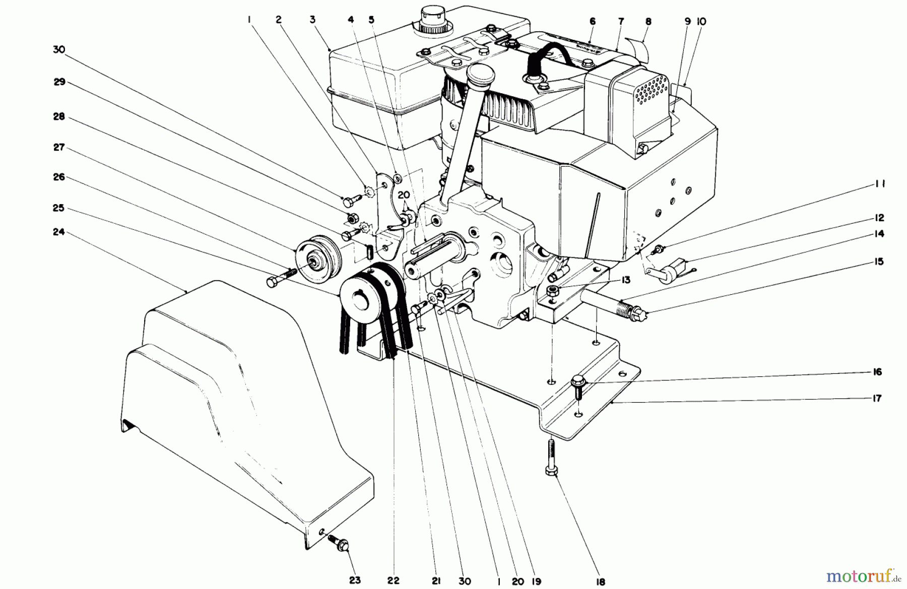 Toro Neu Snow Blowers/Snow Throwers Seite 1 38080 (824) - Toro 824 Snowthrower, 1988 (8000001-8999999) ENGINE ASSEMBLY