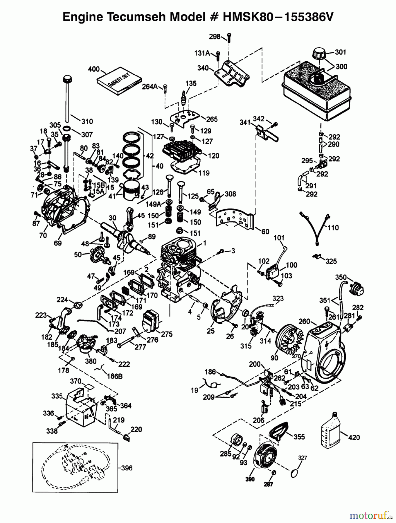  Toro Neu Snow Blowers/Snow Throwers Seite 1 38084 (824XL) - Toro 824XL Power Throw Snowthrower, 1998 (8900001-8999999) ENGINE TECUMSEH MODEL #HMSK80-155386V