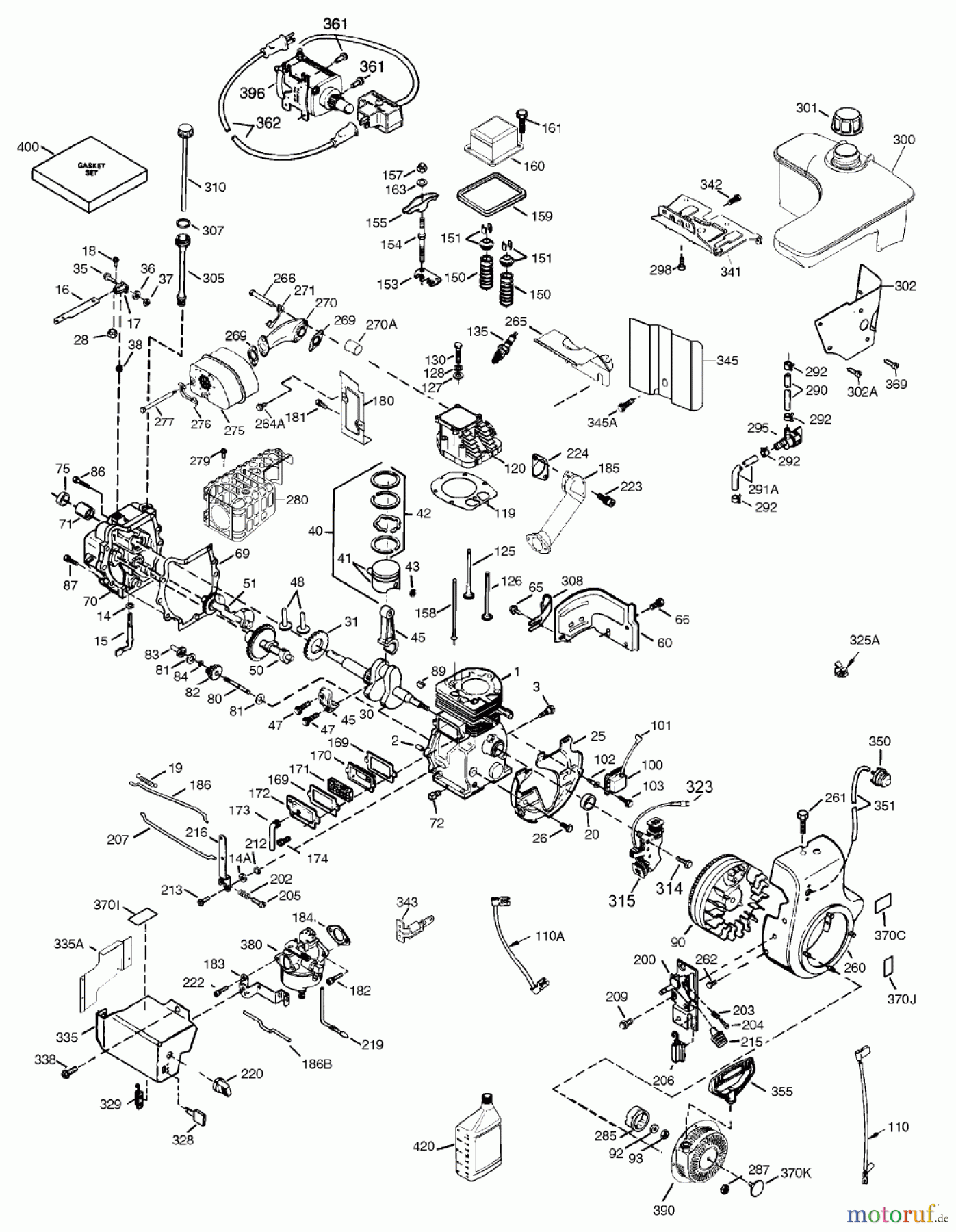  Toro Neu Snow Blowers/Snow Throwers Seite 1 38592 (1332) - Toro 1332 Power Shift Snowthrower, 2000 (200000001-200999999) ENGINE ASSEMBLY OHSK130-223818B (ONLY ON: 38592)