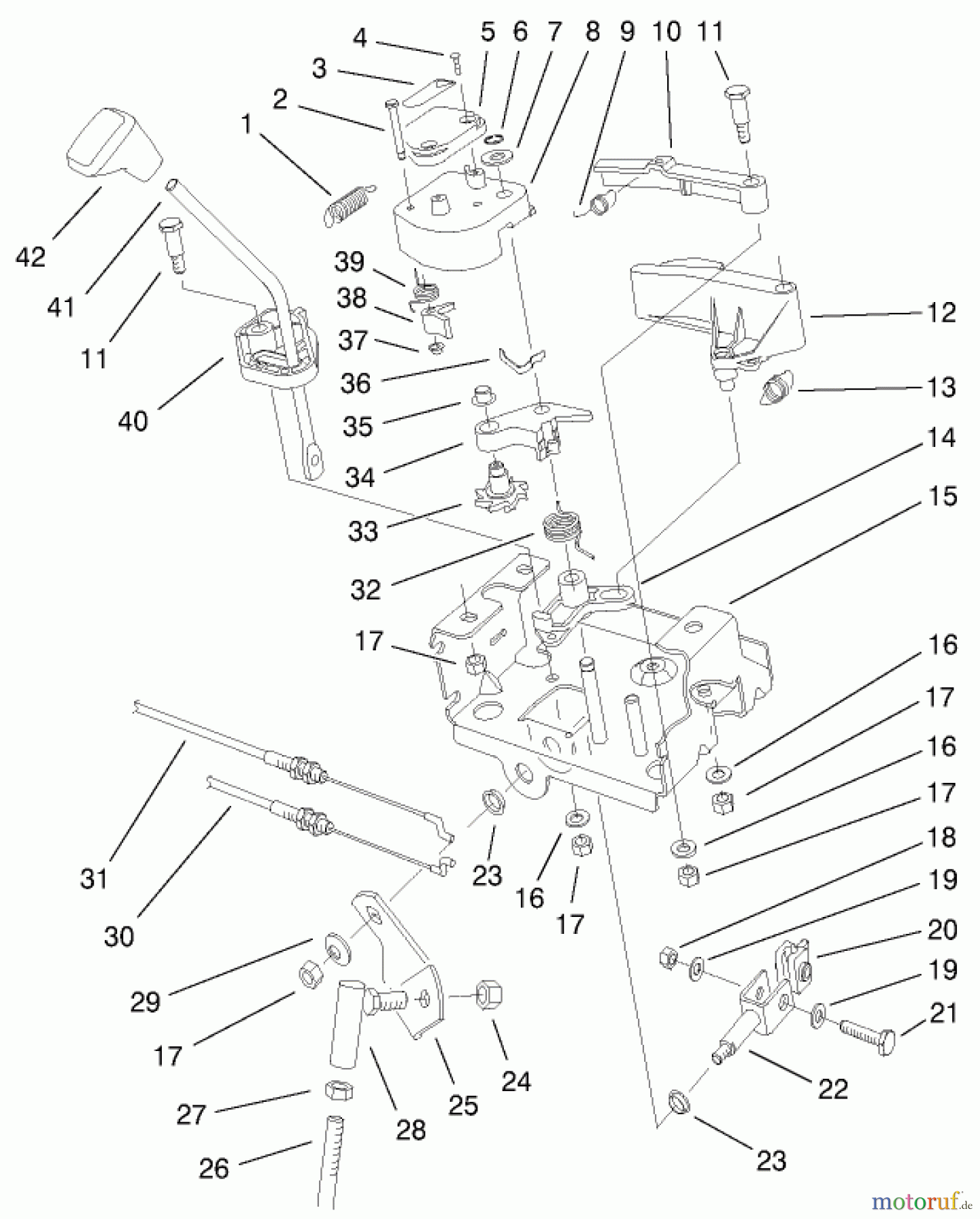 Toro Neu Snow Blowers/Snow Throwers Seite 1 38087 (1332) - Toro 1332 Power Shift Snowthrower, 2002 (220000001-220999999) POWER SHIFT CONTROL ASSEMBLY